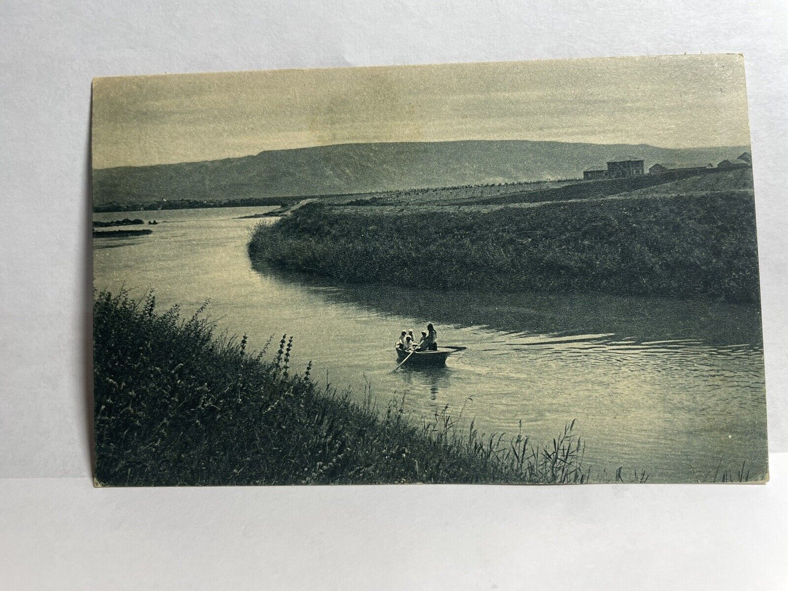 Judaica Vtg Jordan River from Sea Galilee J. Narinsky Postcard Palestine 1921