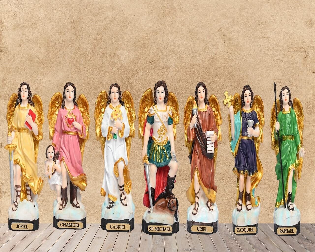 Polyresin Seven Archangels Idol Statues Angel Figures Chakra Angels Gift Piece