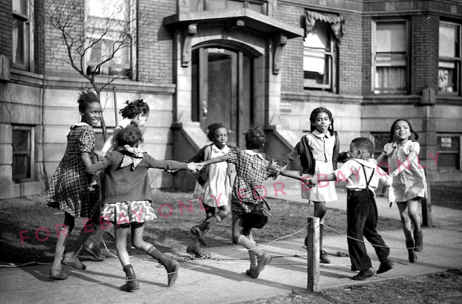 Vintage Old 1930's Photo reprint of African American Black Children Playing RATR