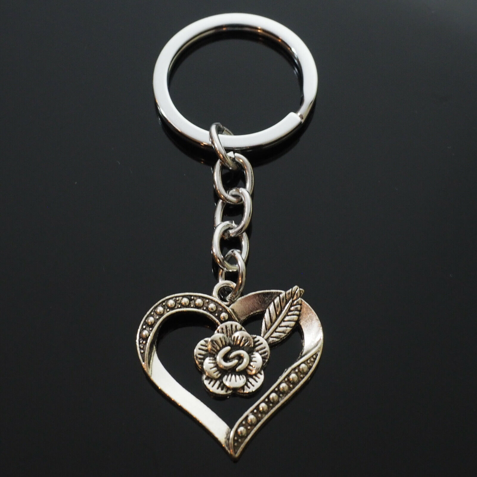 The Flower of My Heart Beautiful Rose Keychain Love Forever Gift Key Chain Ring