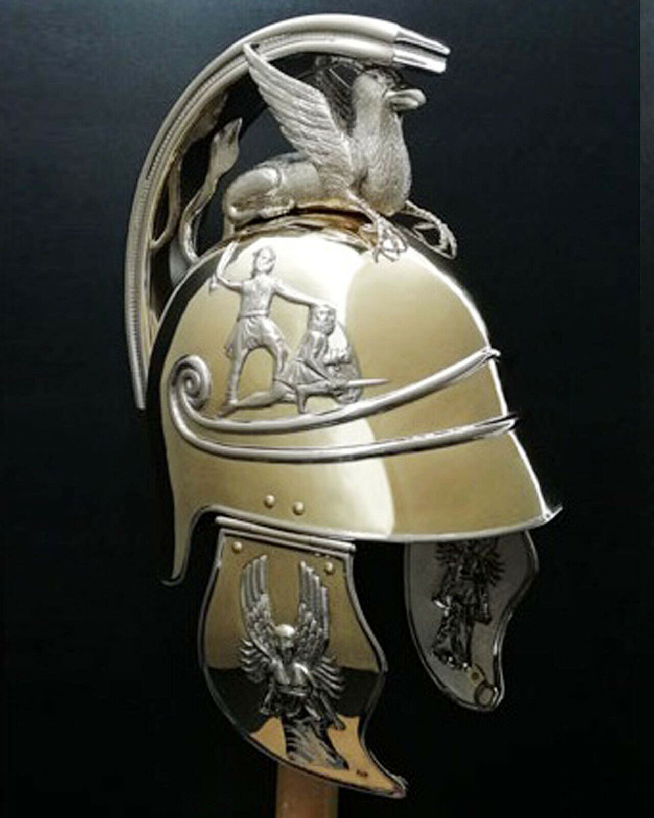 Augustus Caesar Roman helmet  Made In Brass And Chrome-Plated Brass