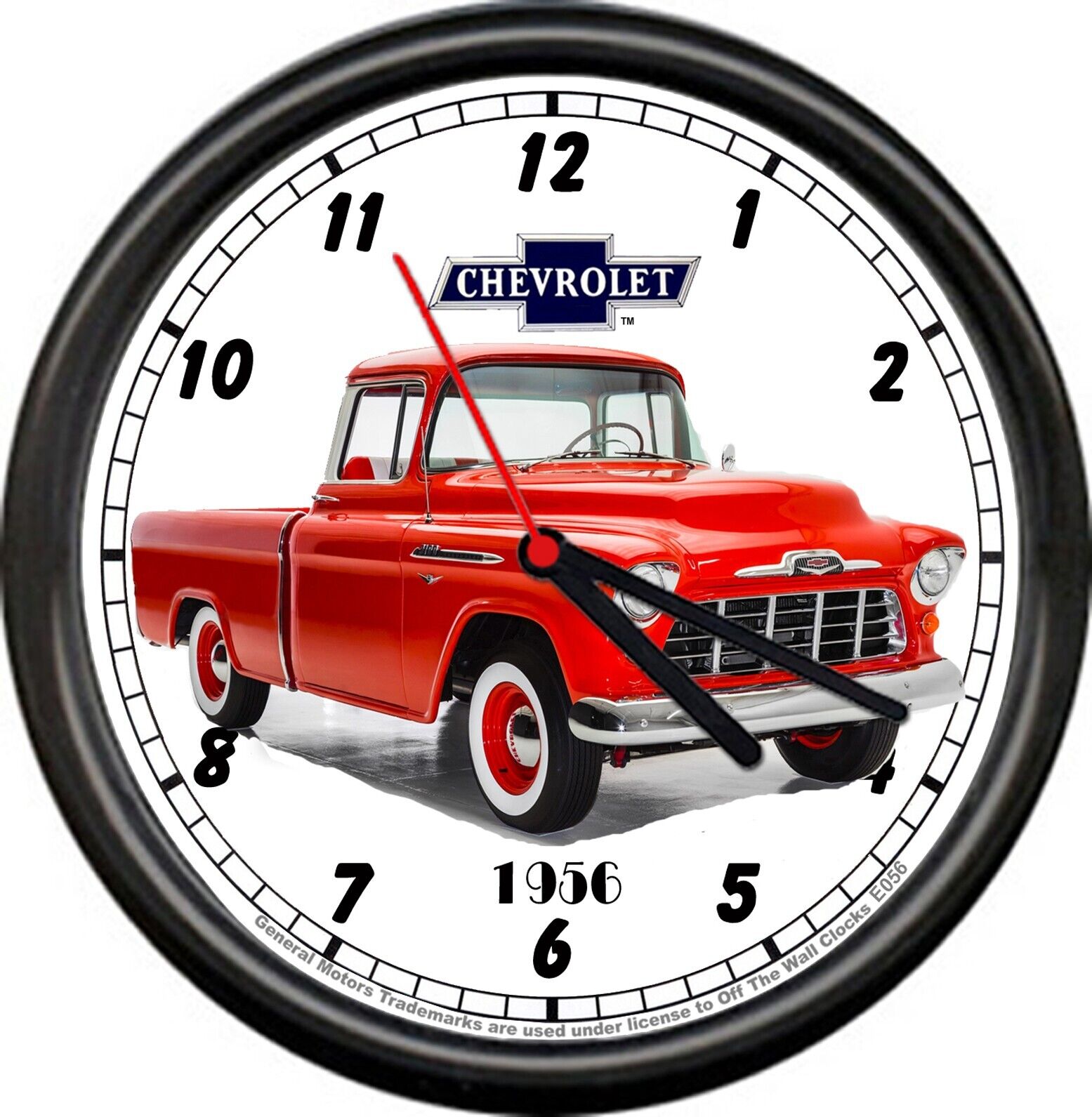 Licensed 1956 56 Chevy Red Step Side Pickup Truck General Motors Wall Clock