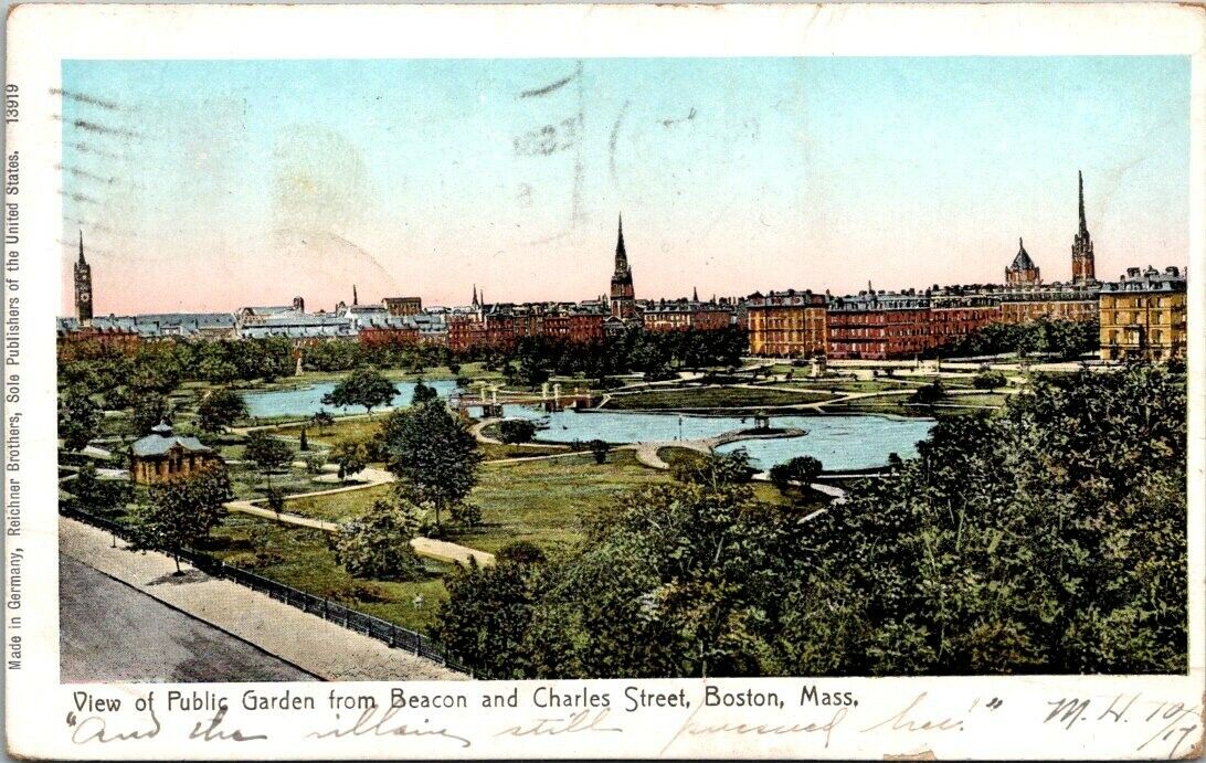Boston Massachusetts Mass MA 1905 Postcard Beacon and Charles Street Essex St.