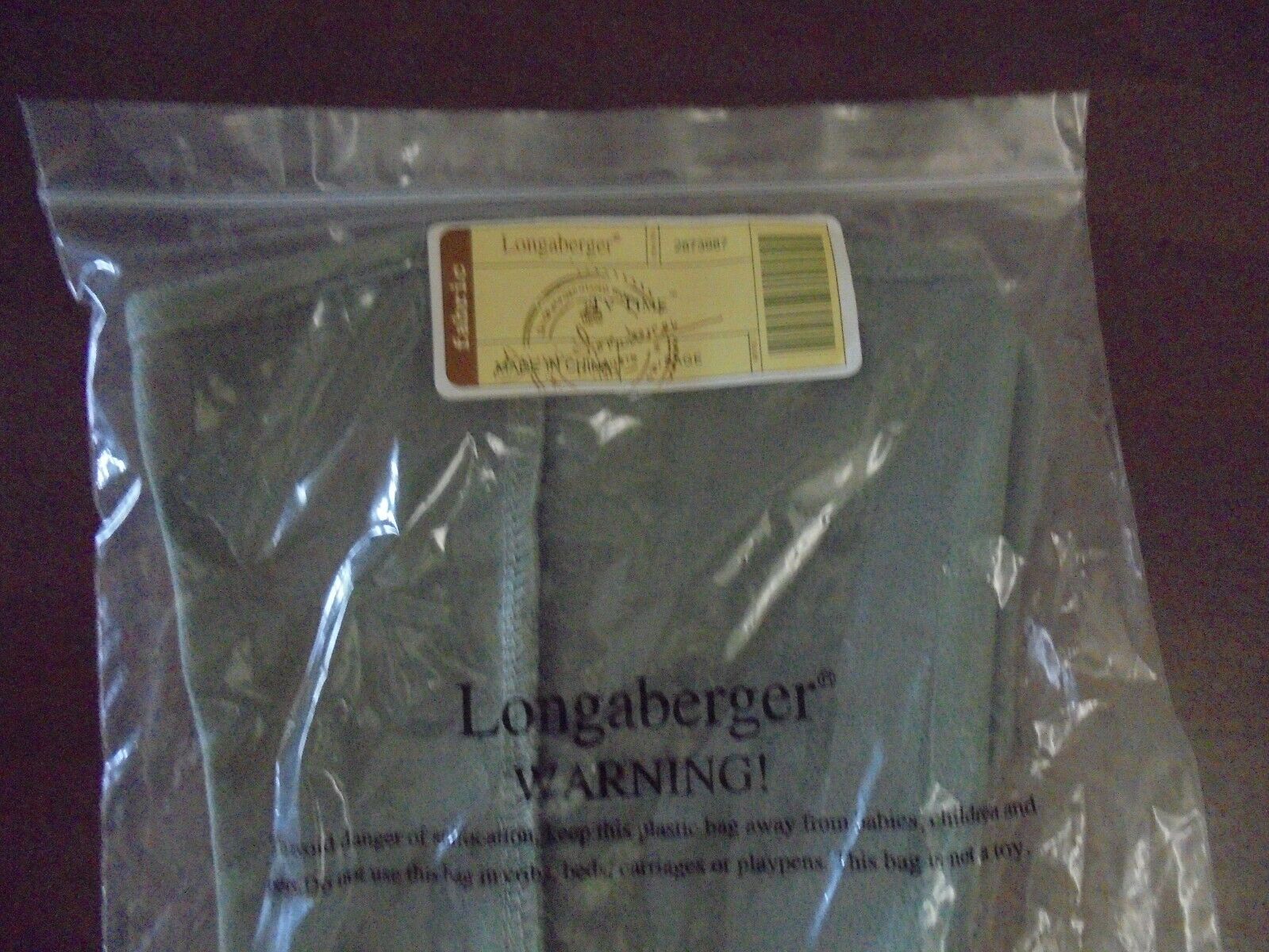 Longaberger TV Time Father's day Basket Sage Fabric Liner - NEW