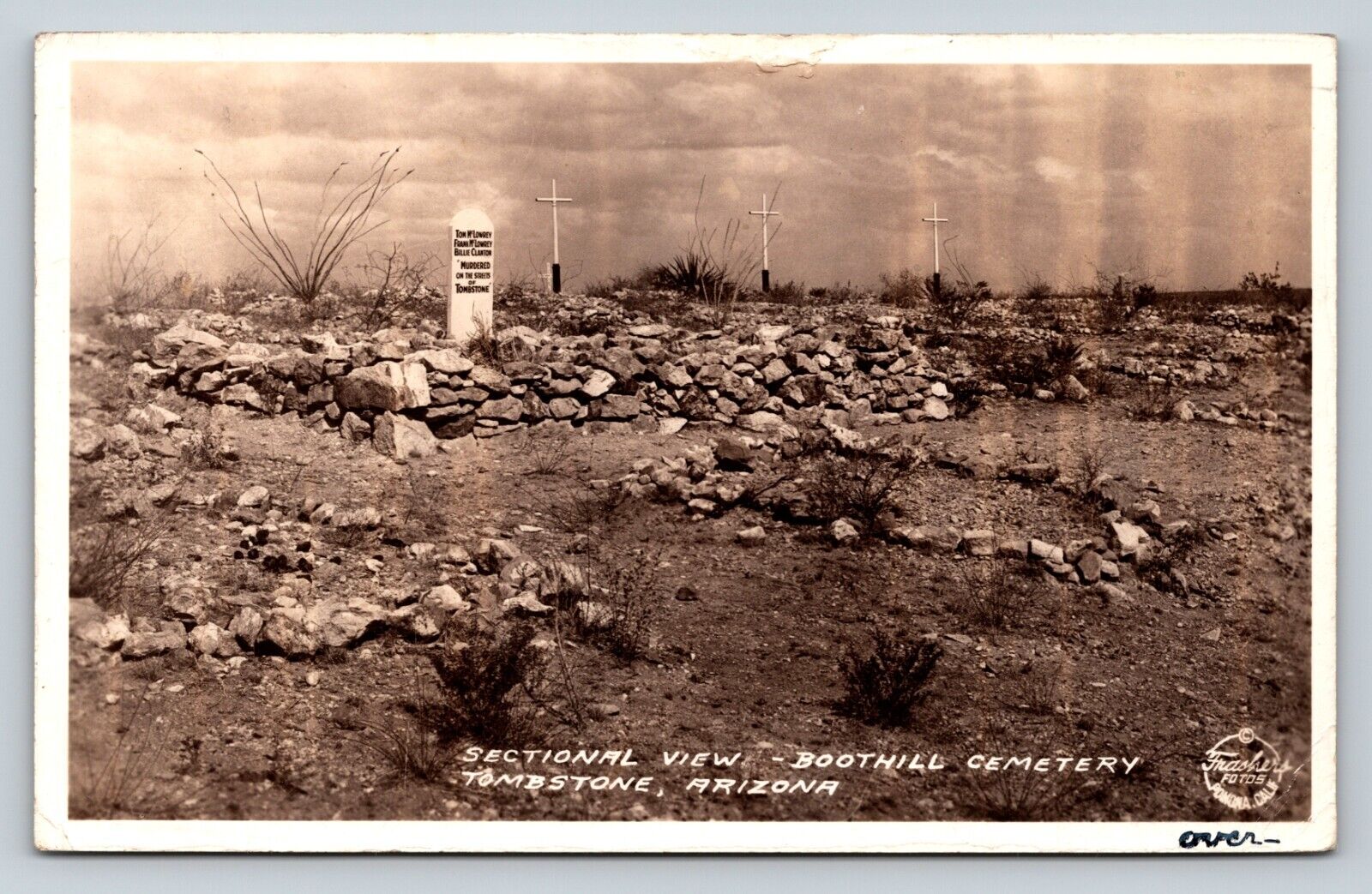 c1969 RPPC Crosses at Boothill Cemetery Tombstone Arizona VINTAGE Postcard