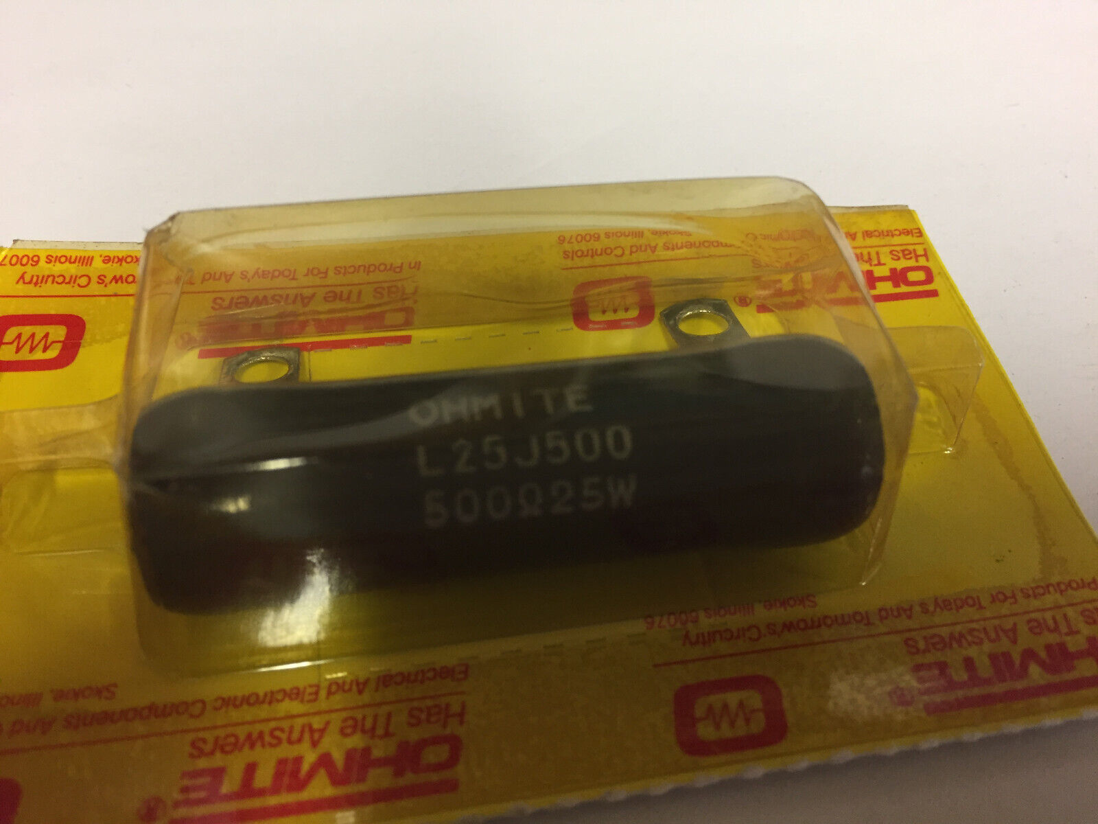 L25J500   0202  OHMITE   	 RES CHAS MNT   500 OHM 5% 25W     NOS
