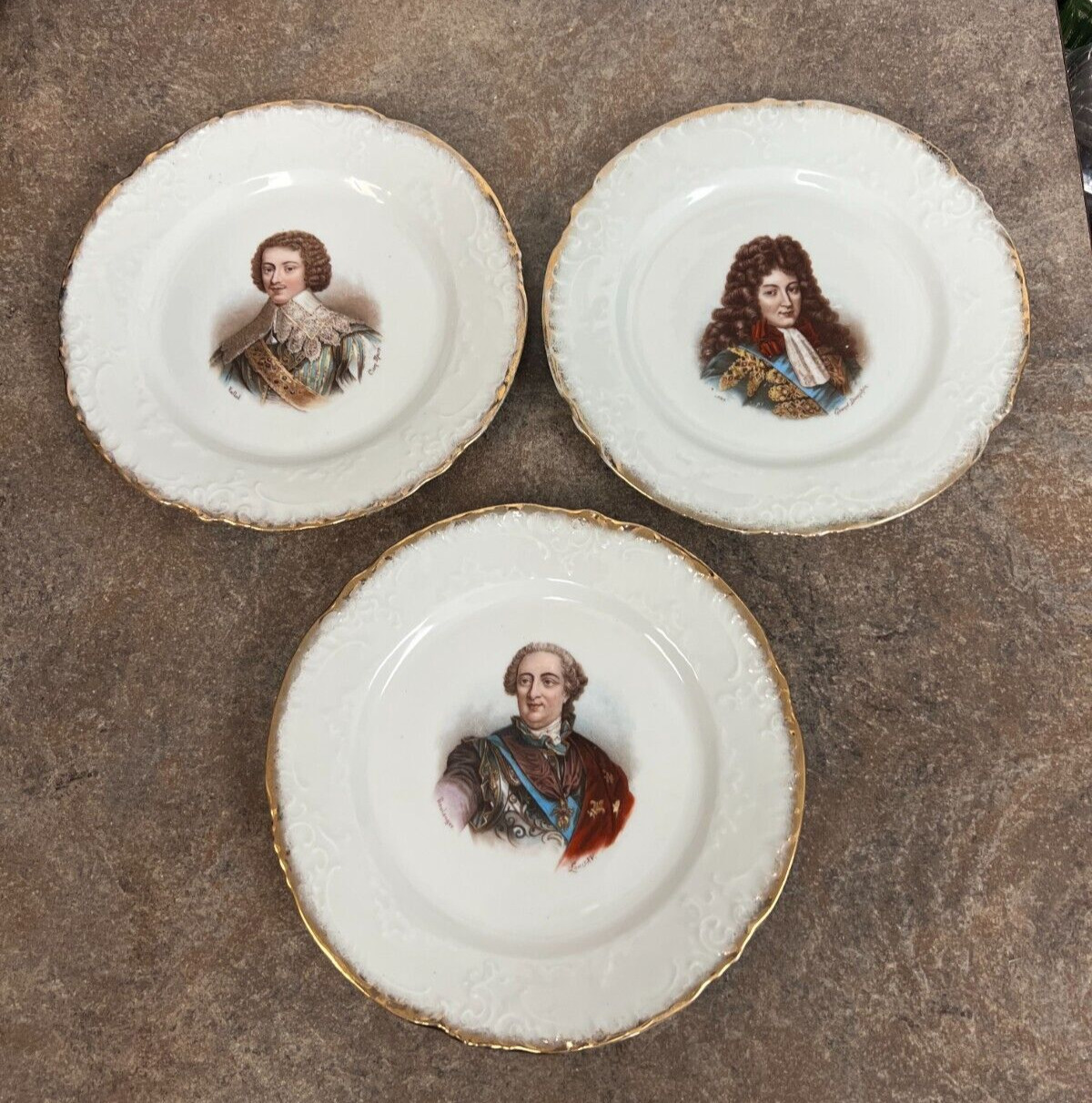 Lot of 3 Victoria Carlsbad Austria Plates Louis XV, Cinq Mars, and Grand Dauphin