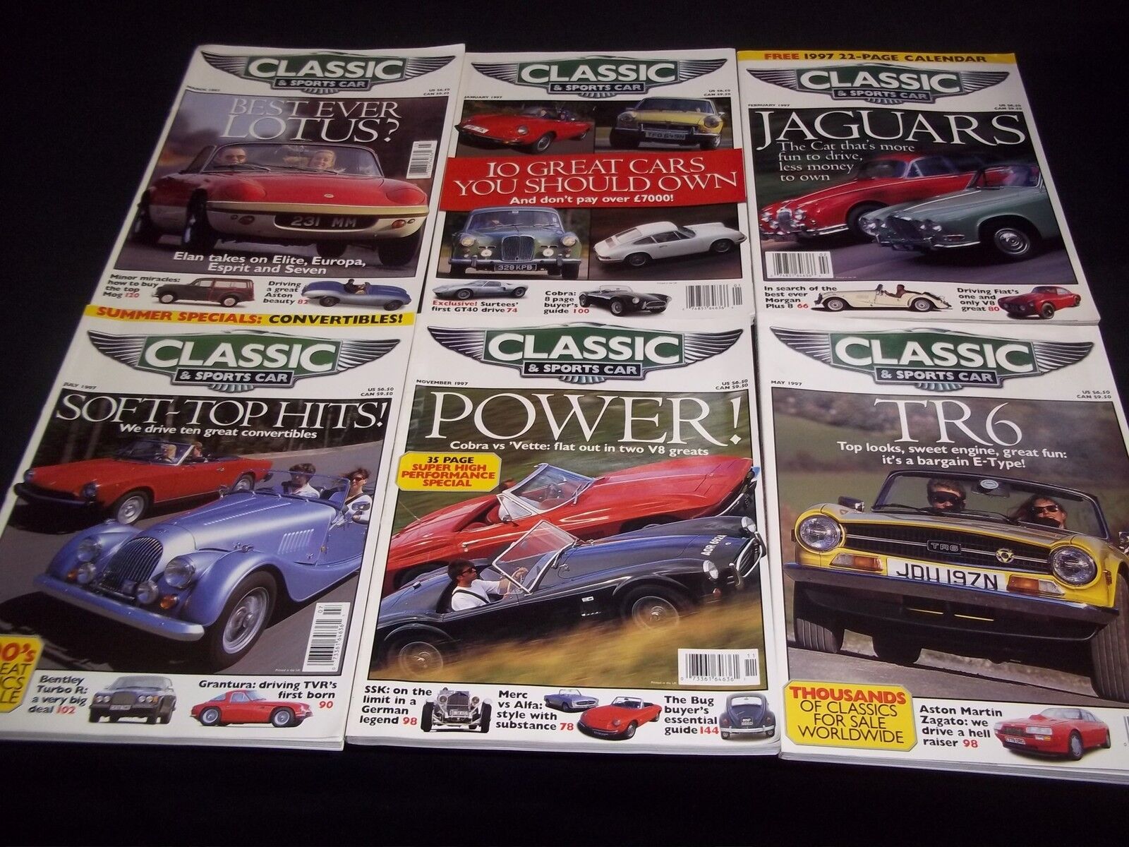 1997 CLASSIC & SPORTS CAR MAGAZINE LOT OF 10 ISSUES - NICE COVERS - M 625