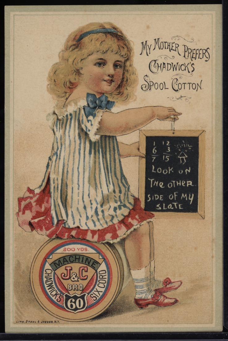 Victorian Trade Card 1880s Chadwick\'s Spool Cotton Mother Prefers VTC-F233