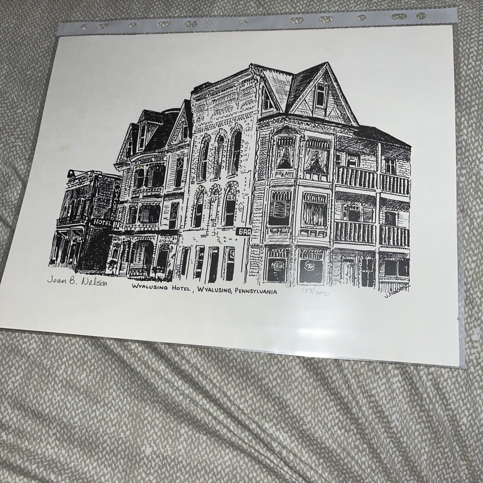 Vintage Joan Nelson Numbered Signed Print: Hotel Wyalusing PA Pennsylvania