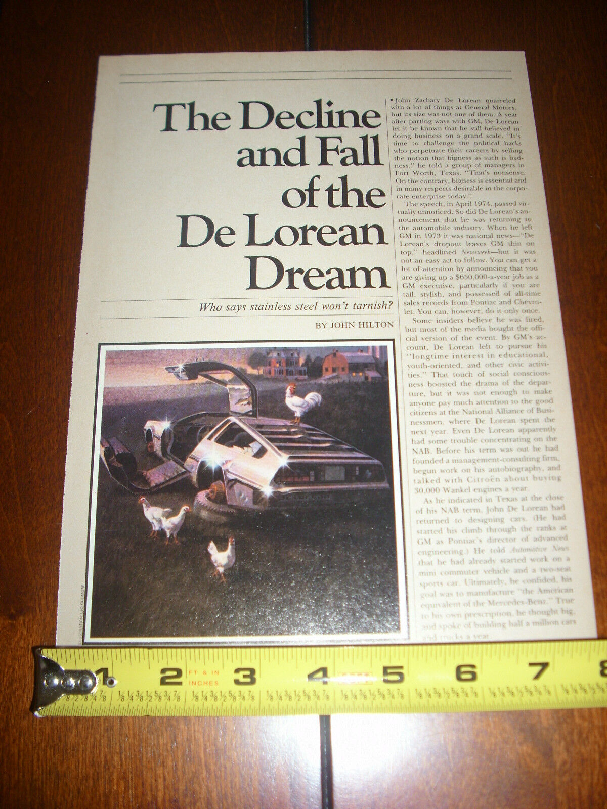 DELOREAN - The Decline And Fall - ORIGINAL 1982 ARTICLE