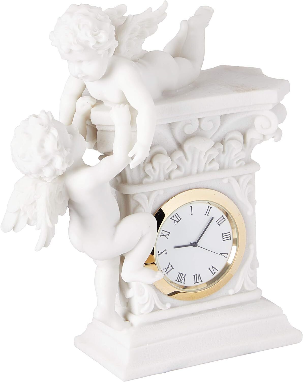Grace Your Space: Design Toscano Baroque Twin Cherubs Desktop Clock in White