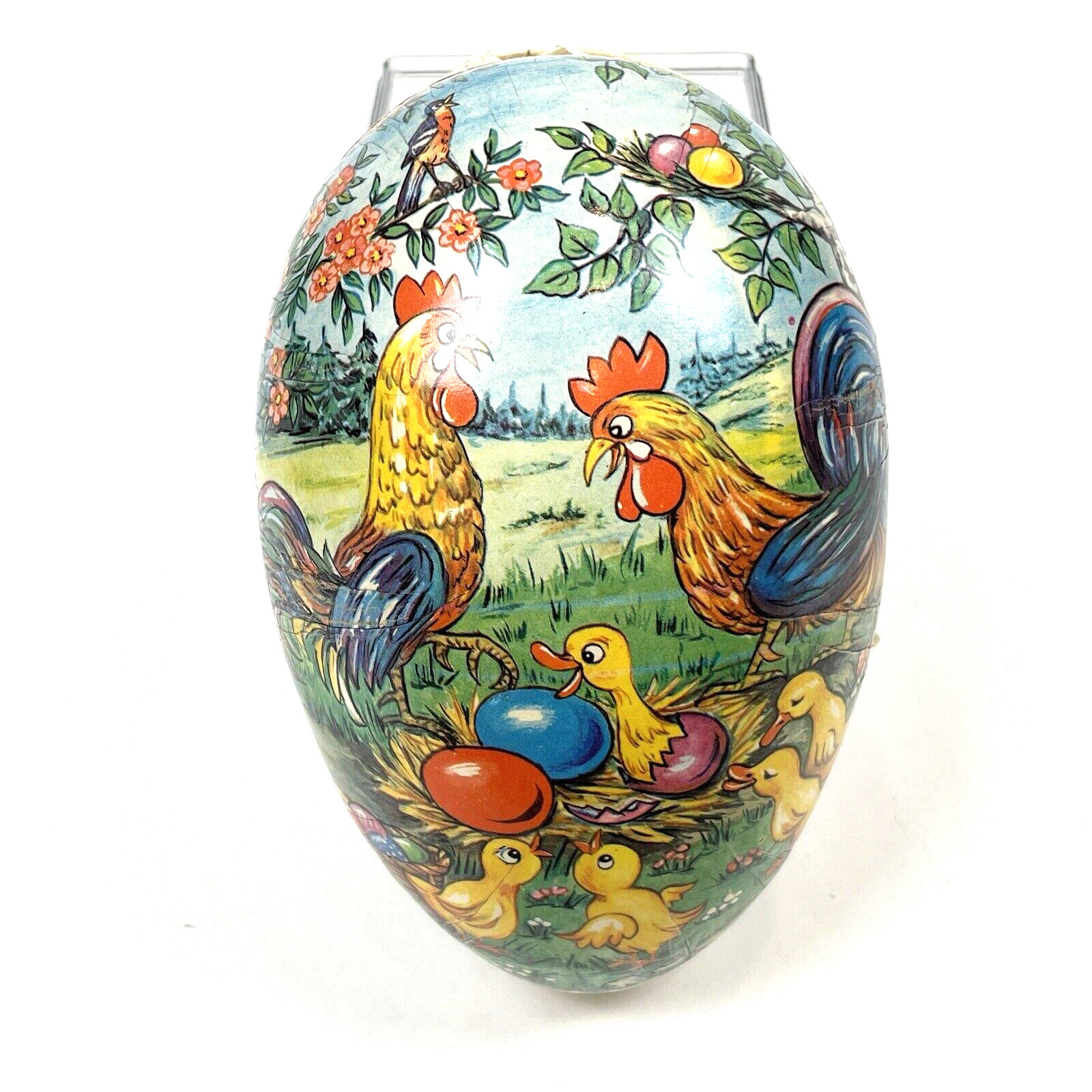 Large Vintage Paper Mache Easter Egg Candy Container 7\