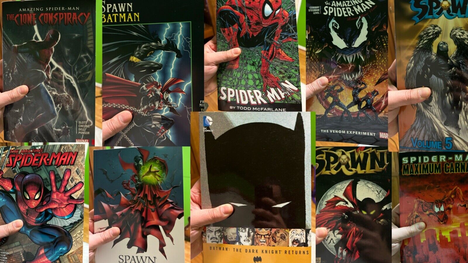 Lot of 10 Graphic Novels - Spider-Man, Batman, Spawn