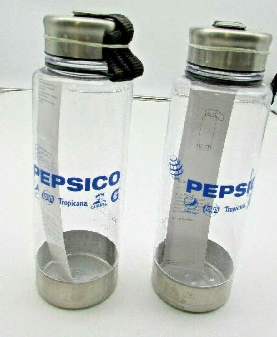 2 NEW PEPSICO h2go Fusion 23 Oz. BPA Free Water Cold Drink Bottle Clear Acrylic