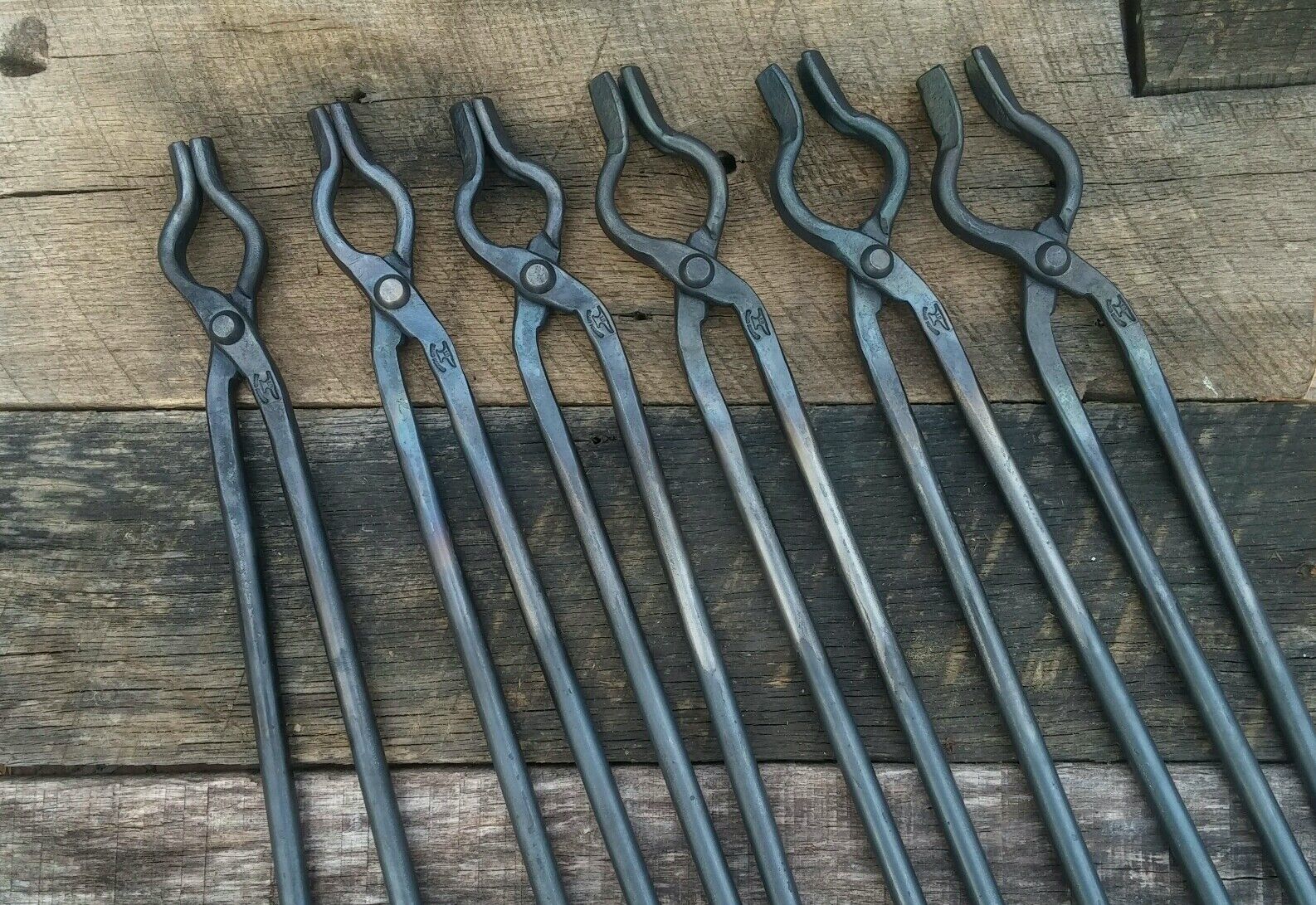 Blacksmith Bolt Tongs Set for anvil hardy vise and forge tools knife making