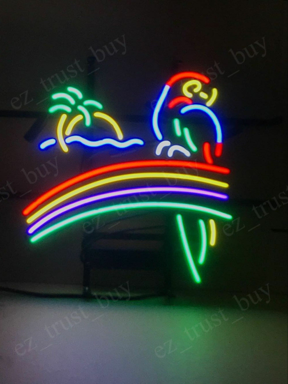 New Rainbow Parrot Palm Tree Neon Light Sign 24\