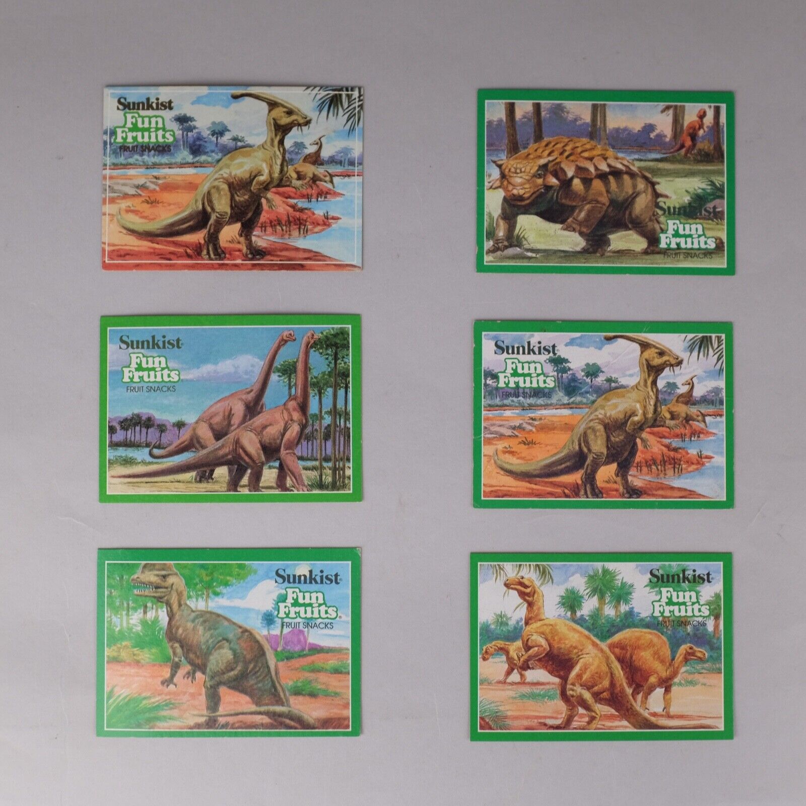1987 Sunkist DinoFacts Fun Fruits Dinosaur Cards Lot of 6 Iguanodon Food Premium