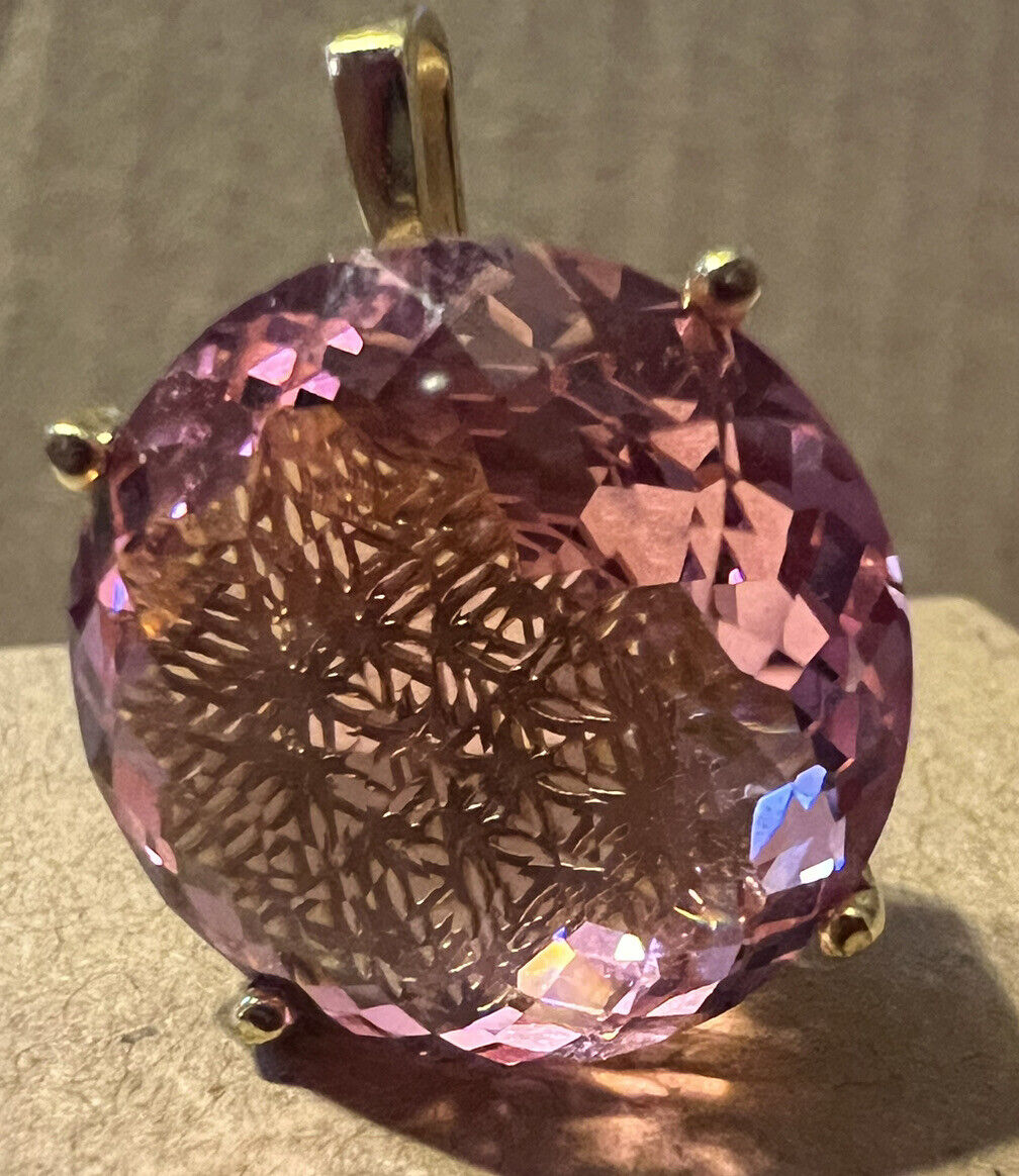 Andara Crystals Pendant Round Flower Of Life Design Pink Ascended Sophia andara