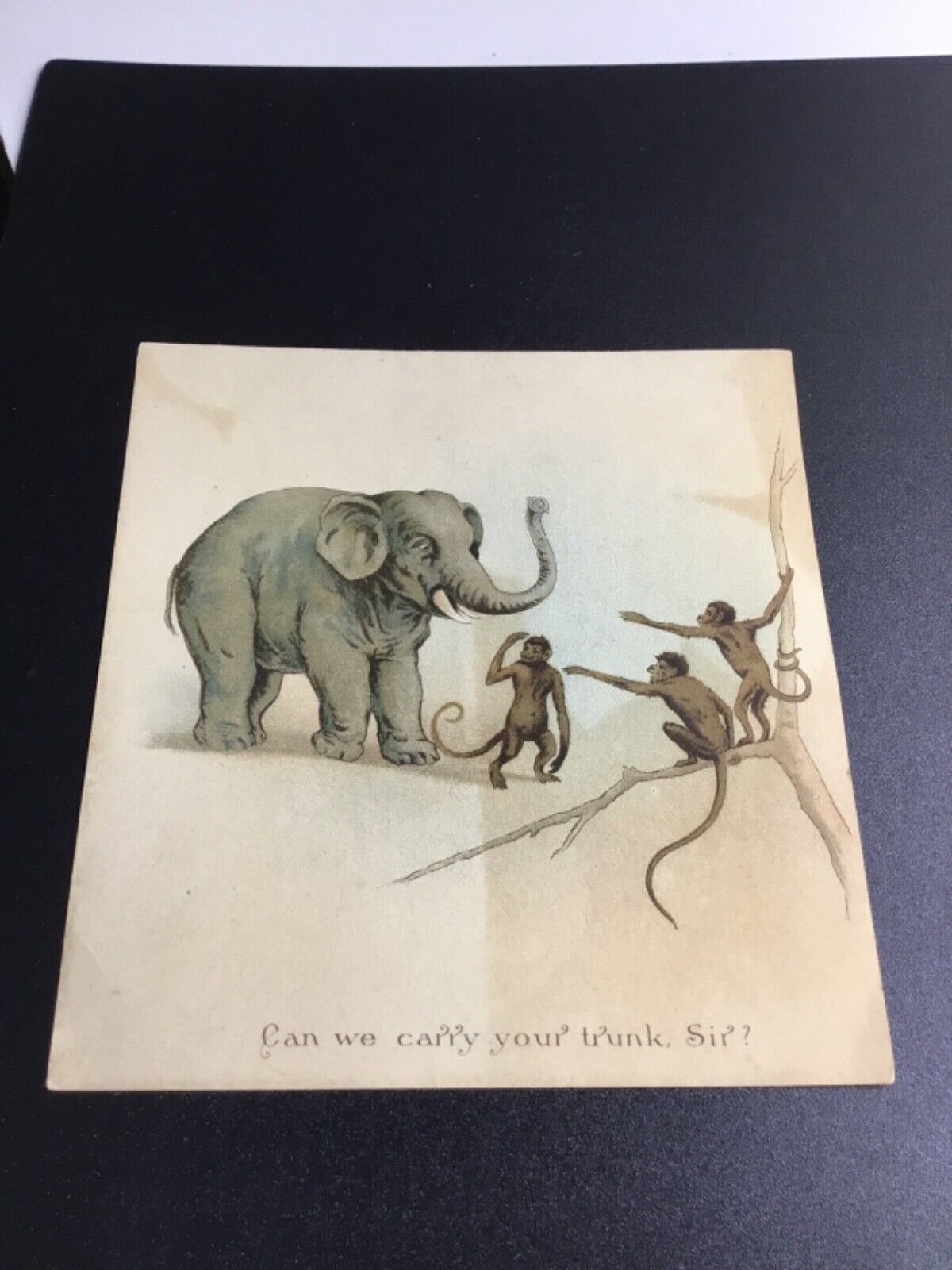 Victorian Trade Card - Tetleys Tea - Elephant and Monkeys