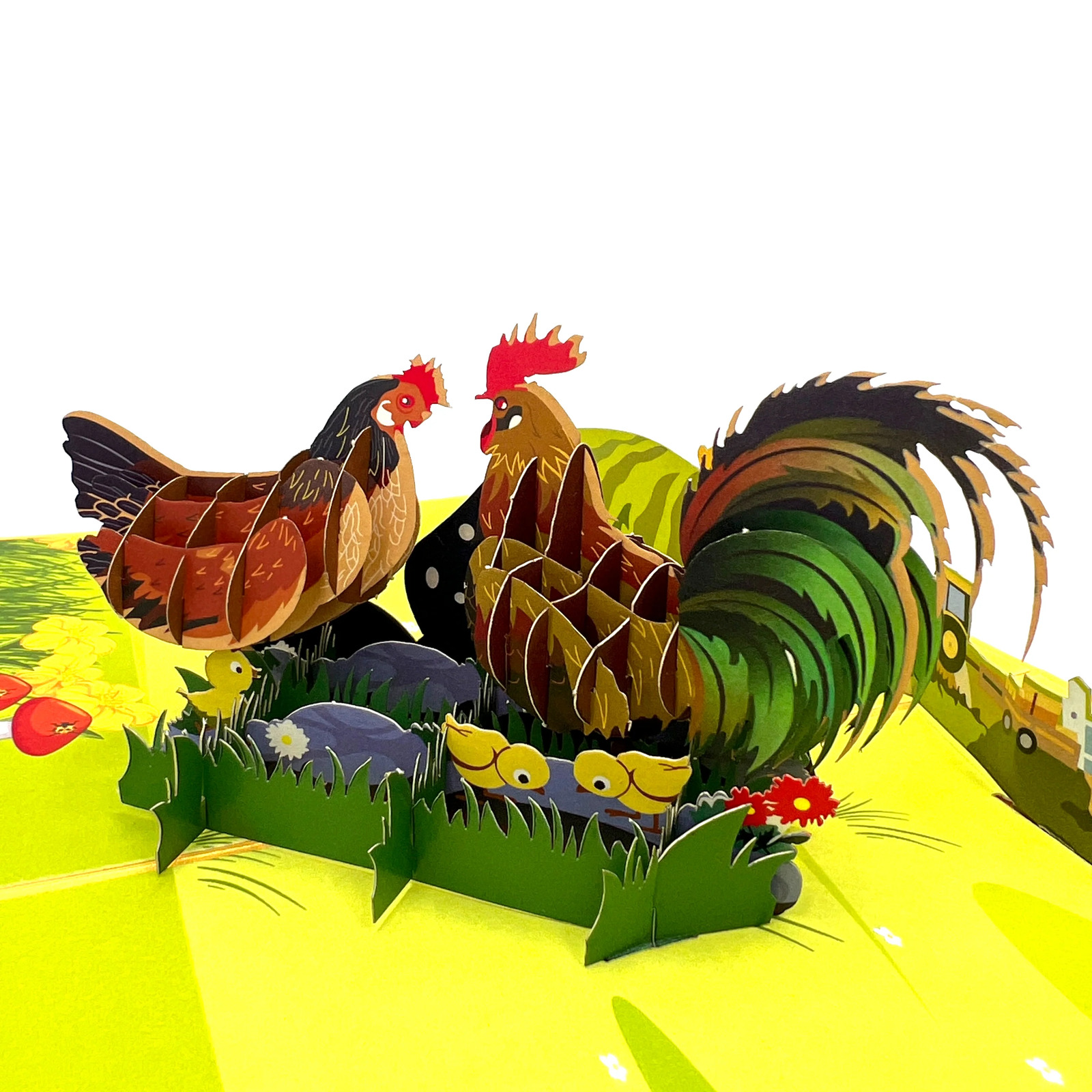 Pop Up Greeting Card - 3D Pop-Up Adorable Chicken Family
