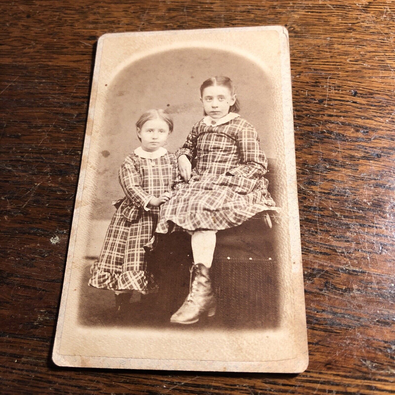 Vintage Victorian 2 Girls Child CDV Photo Photograph