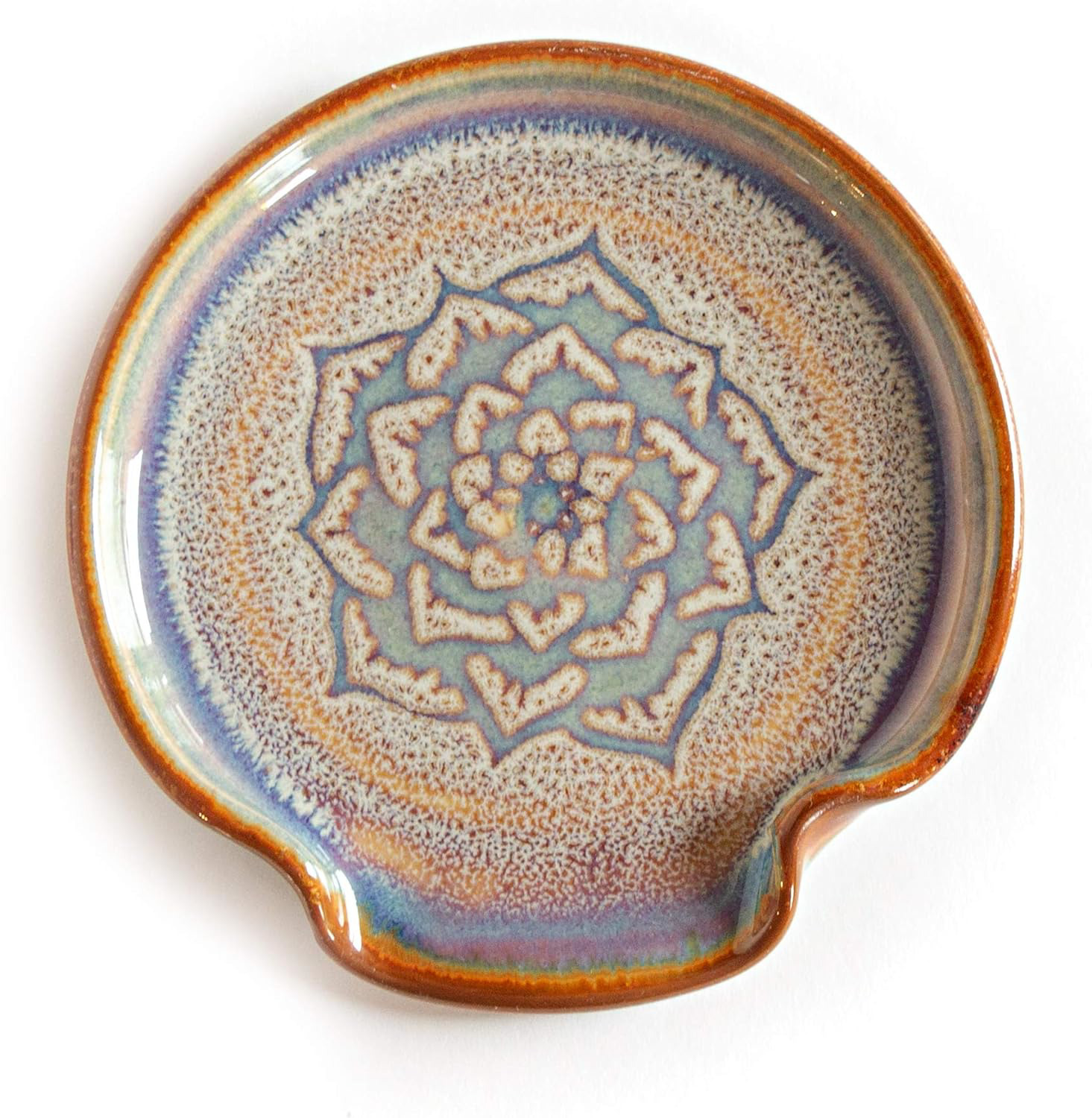 Georgetown Pottery Spoon Rest Purple Celtic Flower, Handmade, Made in USA, Ceram