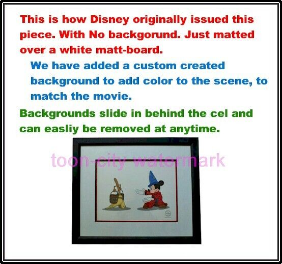 ✅ Follow Me Mickey Fantasia Cel Original Disney Sericel Custom background