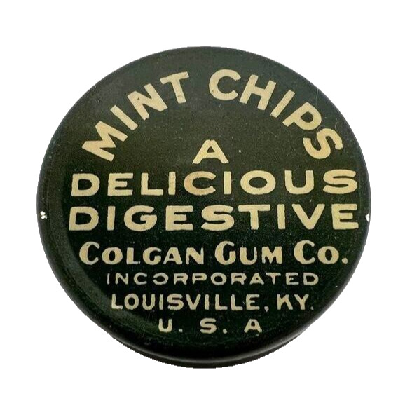 Vintage Early 1900\'s Colgan Mint Chips Tin - The Gum That\'s Round Delicious