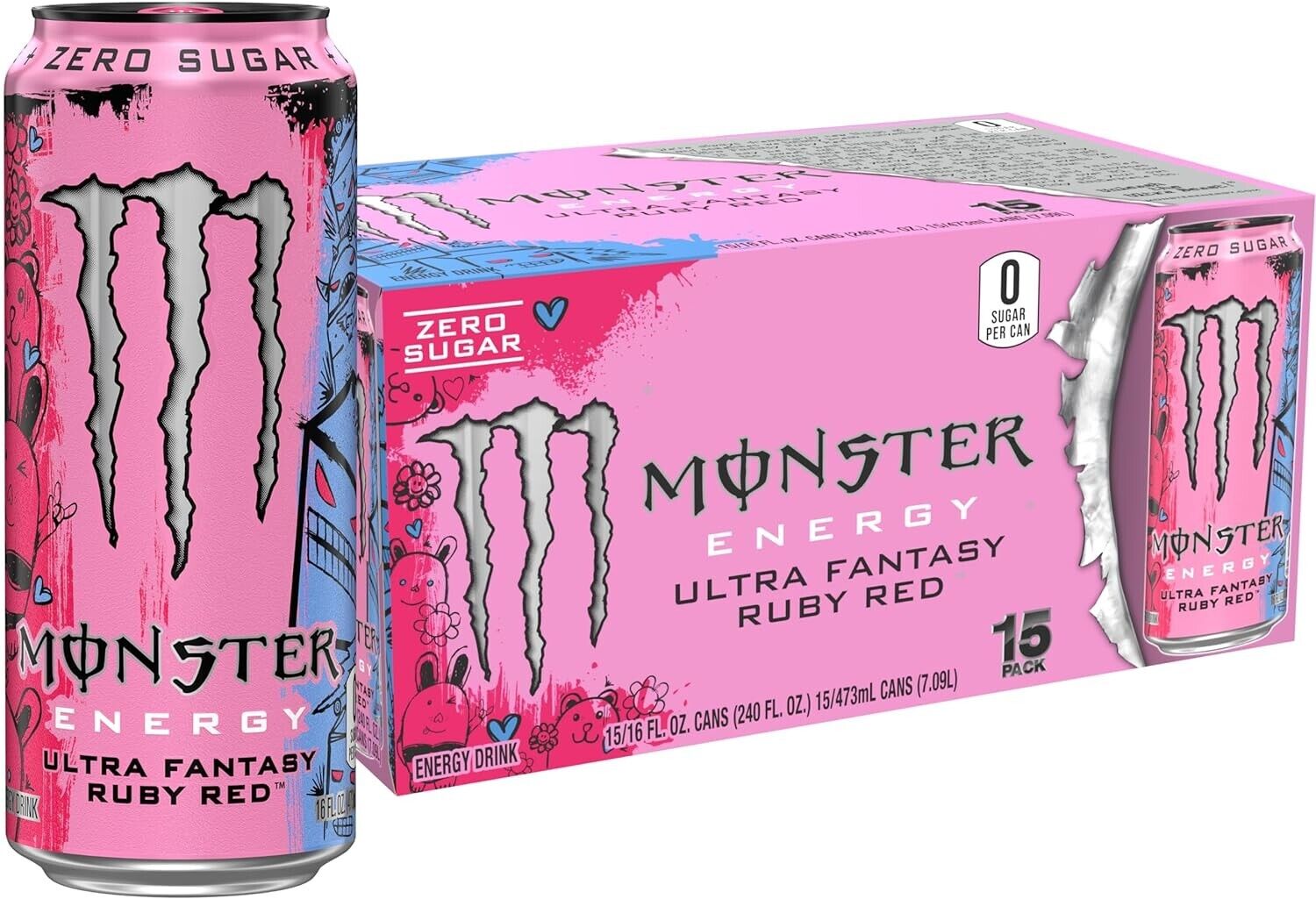 Monster Energy Ultra Fantasy Ruby Red, Sugar Free Energy Drink, 16 Ounce ( pack
