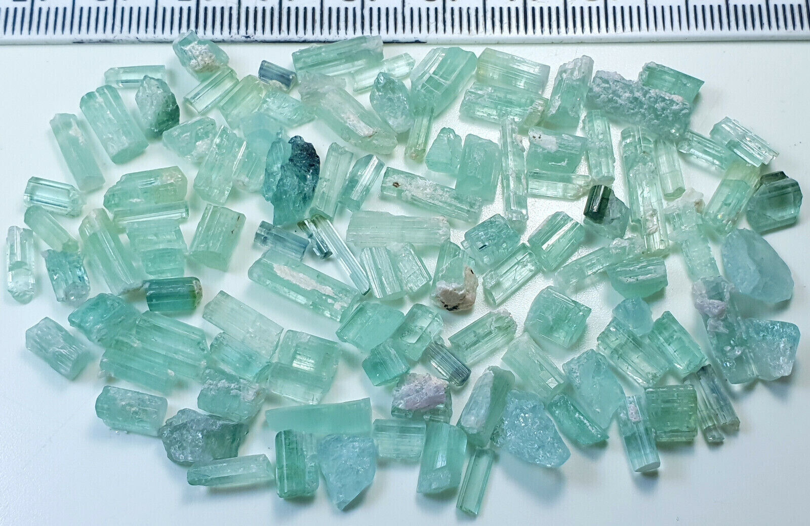 Beautiful Sky Blue Colors Tourmaline Crystal Type & Rough Grade Good Qty 100 Cts