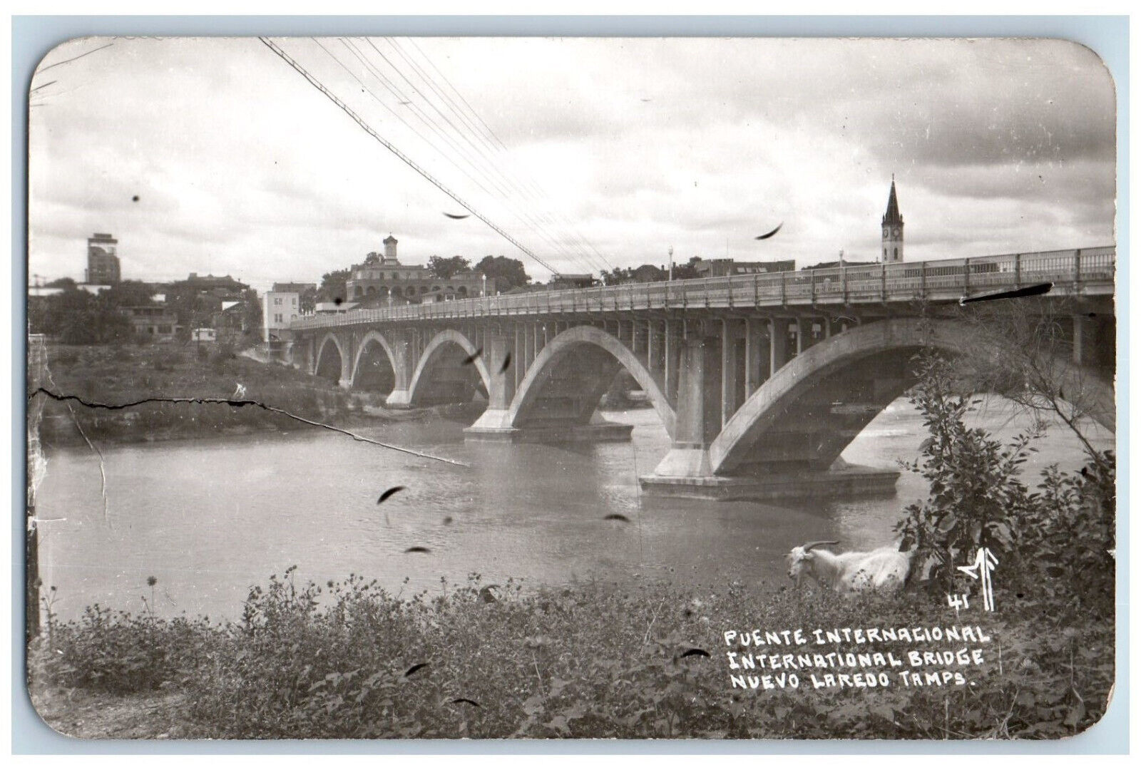 Nuevo Laredo Tamaulipas Mexico Postcard International Bridge 1955 RPPC Photo