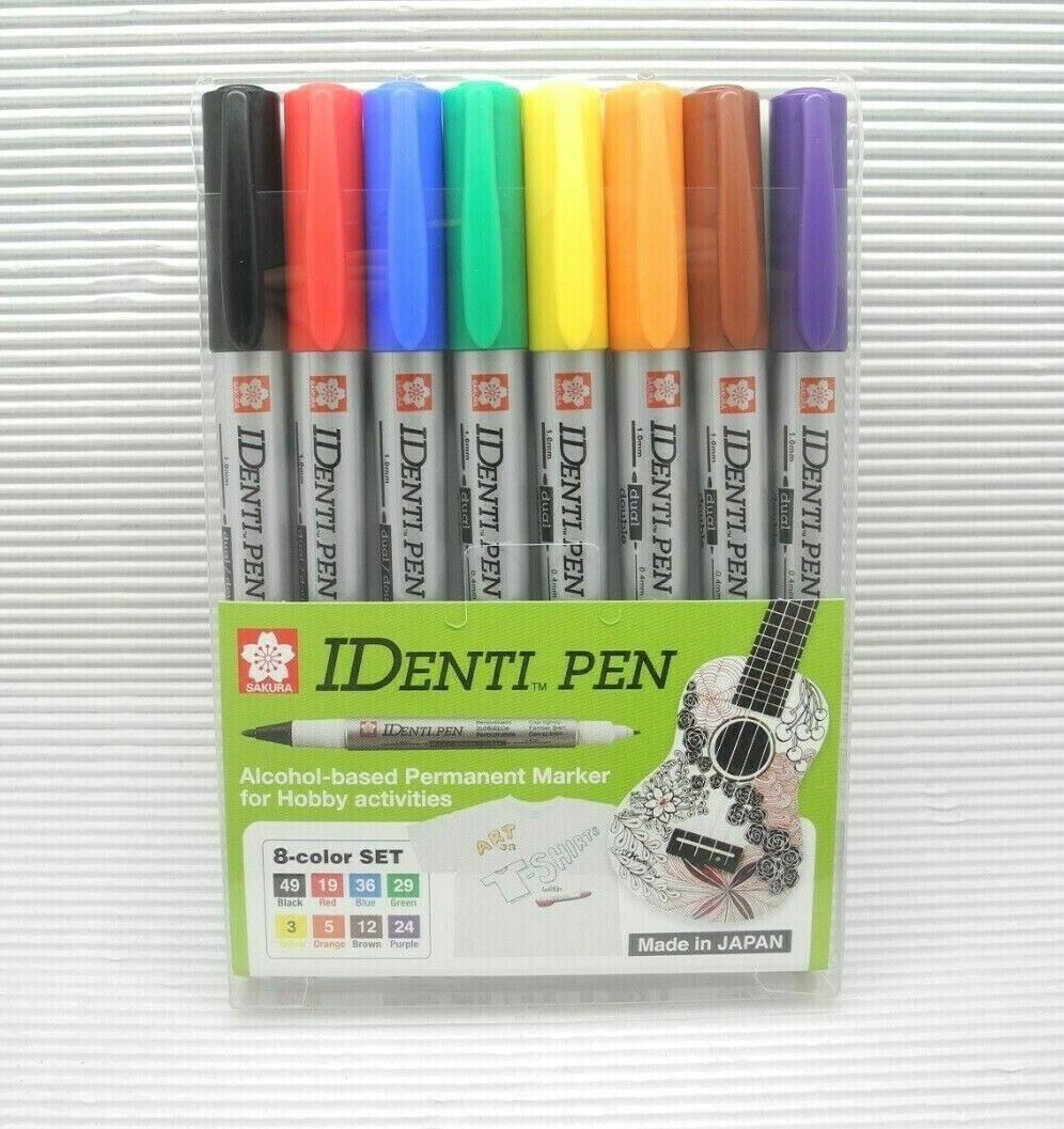(Tracking No.)8 Colors Sakura 0.4mm&1.0mm IDENTI tm Permanent Marker pen W/Case