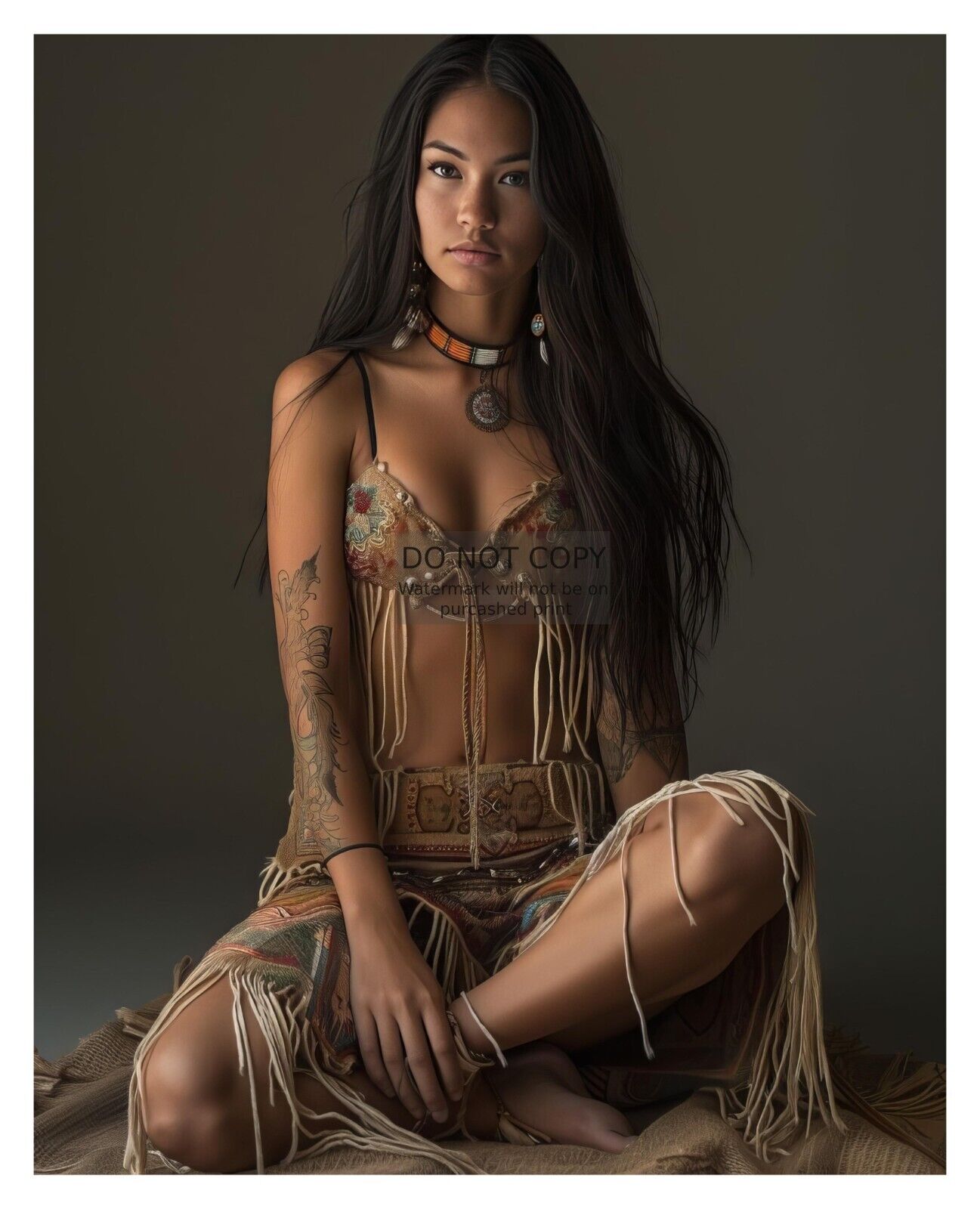 GORGEOUS YOUNG SEXY NATIVE AMERICAN MODEL LADY 8X10 FANTASY PHOTO