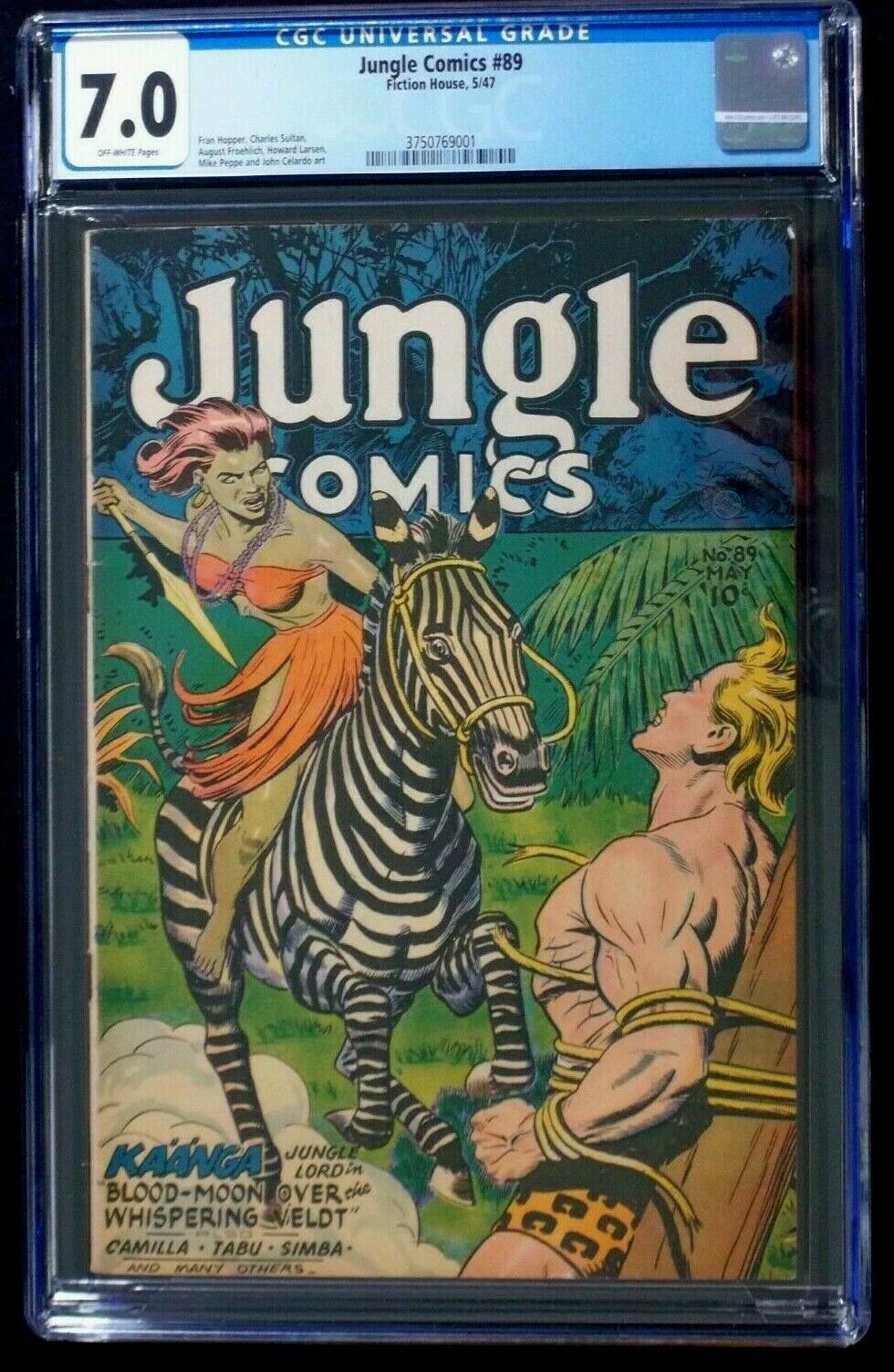 Jungle Comics #89 CGC 7.0 Joe Doolin Male Bondage Cover Fiction House 1947