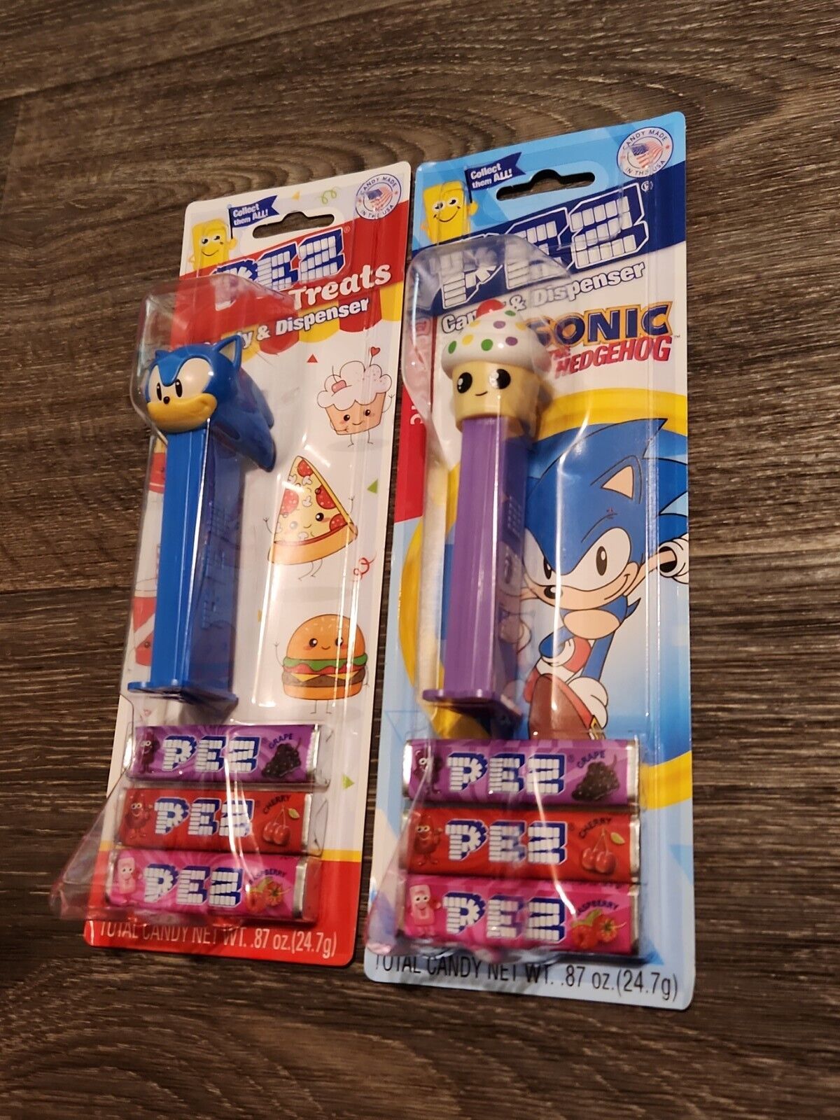 Rare Pez Sonic The Hedgehog Mistake Error Packs - Cupcake And Sonic - Sega