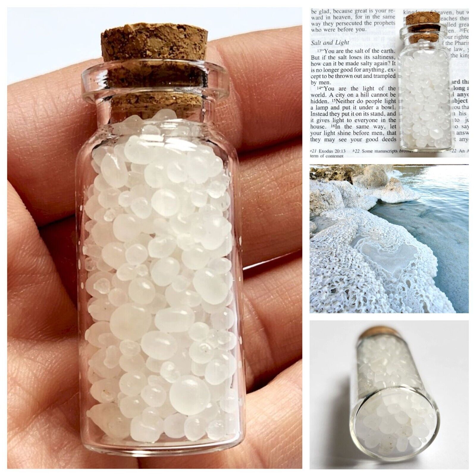 Dead Sea Salt Pearls • Bottled Souvenir • Lowest Place On Earth • Holy Land