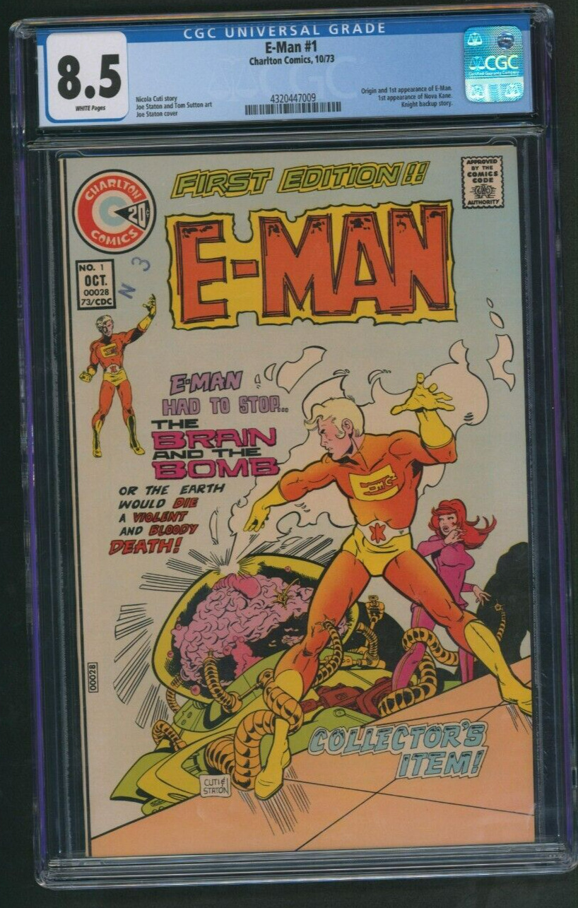 E-Man #1 CGC 8.5 White Pages Charlton Comics 1973 Origin and 1st Appearance