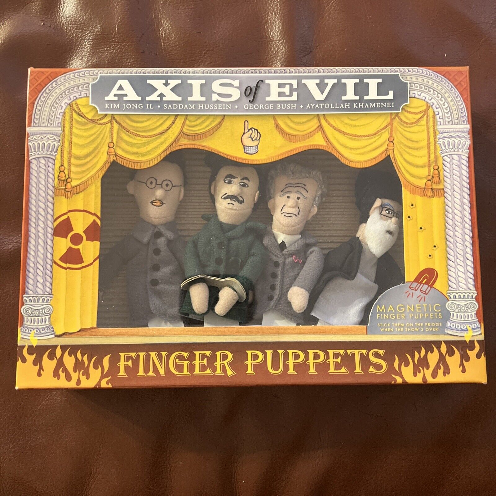 NEW Axis of Evil Magnetic Finger Puppets George Bush Saddam Hussein Kim Jong Il