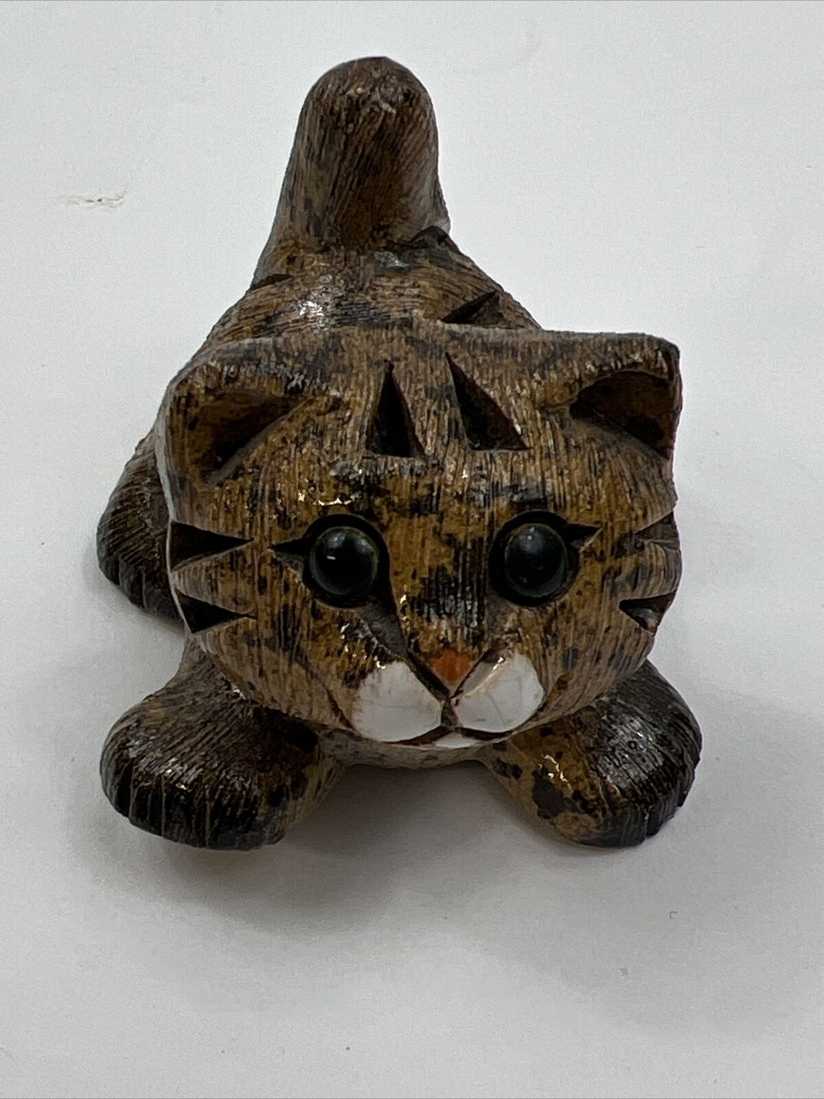 Artesania Rinconada Tabby Cat Figurine Uruguay Art Pottery Brown Kitty