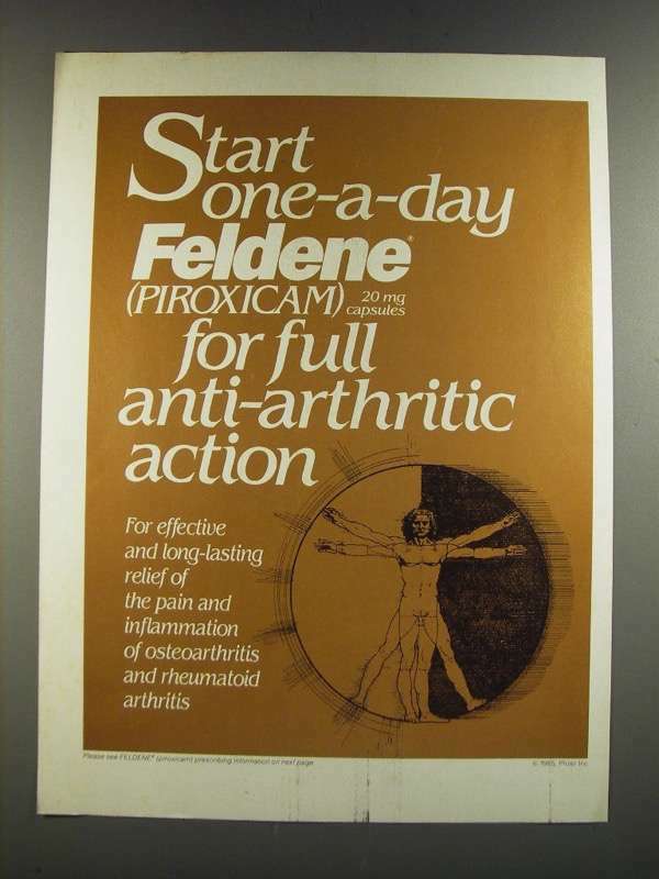 1986 Pfizer Feldene (Piroxicam) Ad - Start for full Anti-Arthritic Action