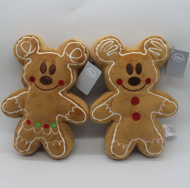 Disney Mickey Minnie Mouse Gingerbread man 32cm doll gift plush toy 2pcs