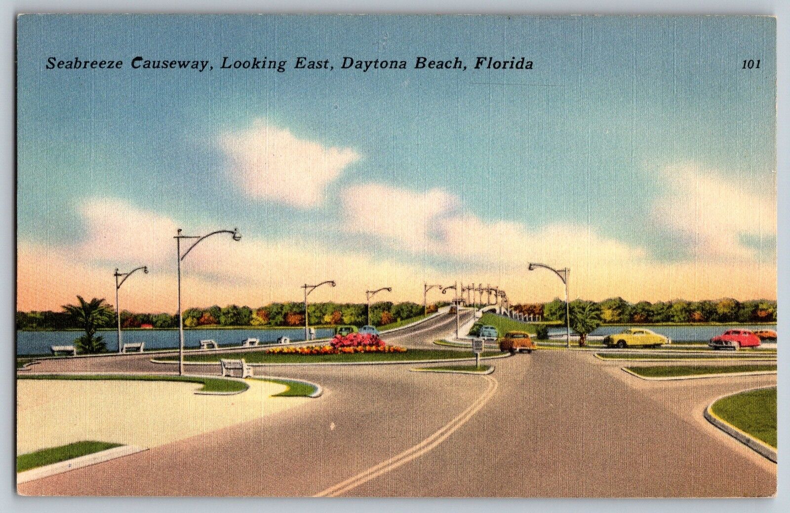 Daytona Beach, Florida - Seabreeze Causeway - Looking East - Vintage Postcard