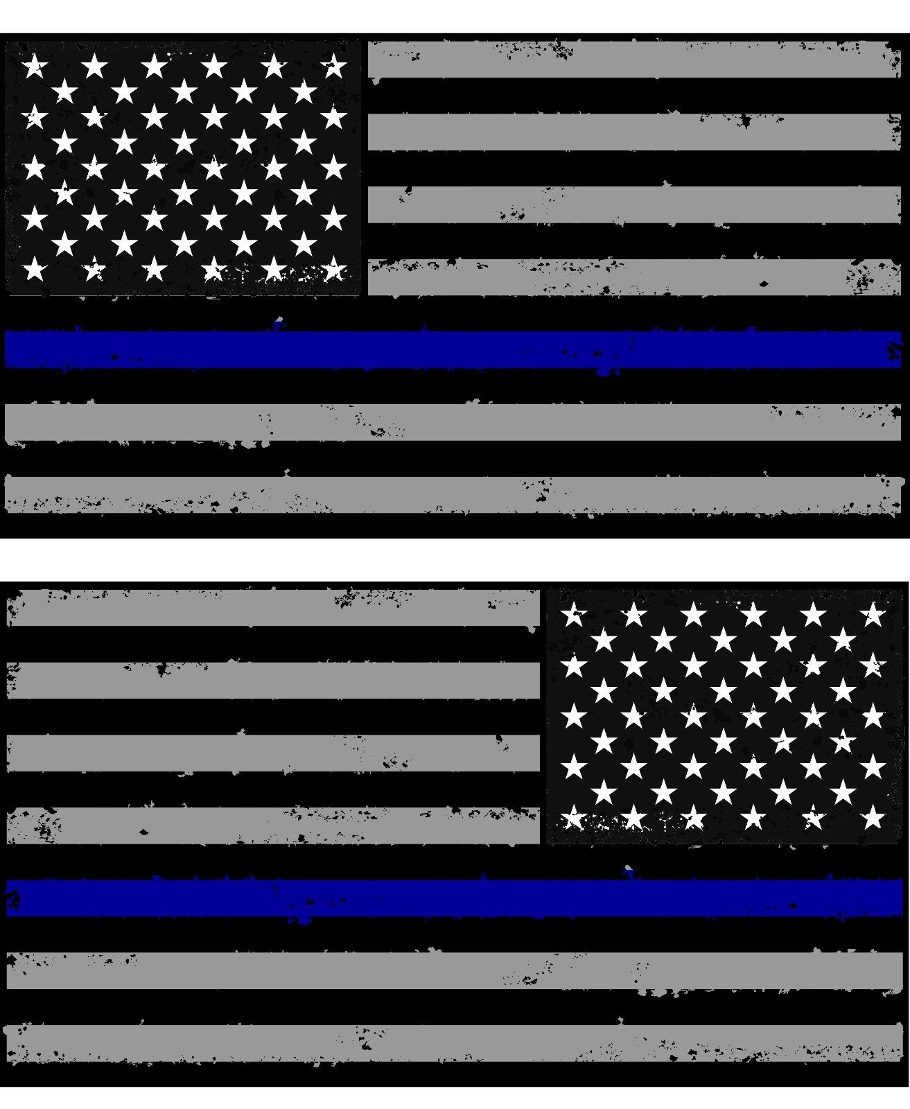 Tattered Police Blue Colors Grunge American Flag Decals Stickers x 2 (Blue)#2