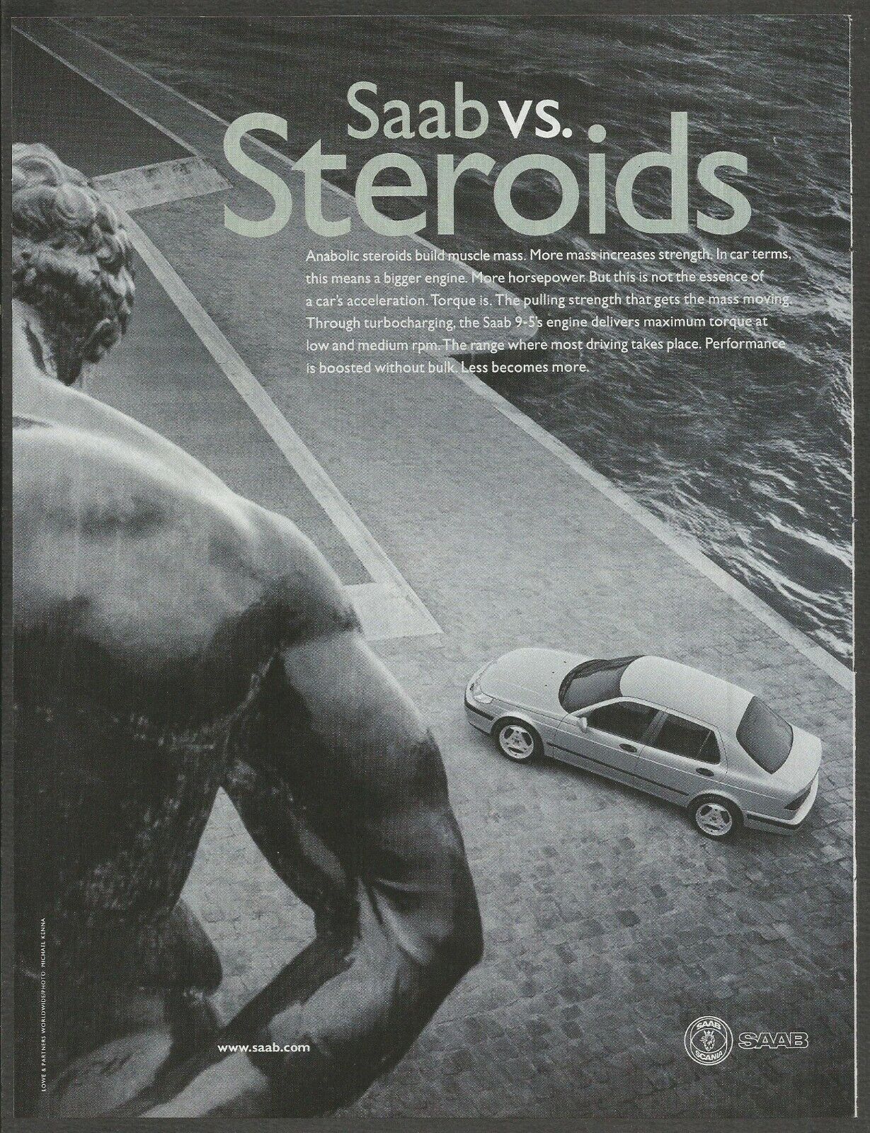 SAAB vs .STEROIDS - 1999 Automotive Print Ad