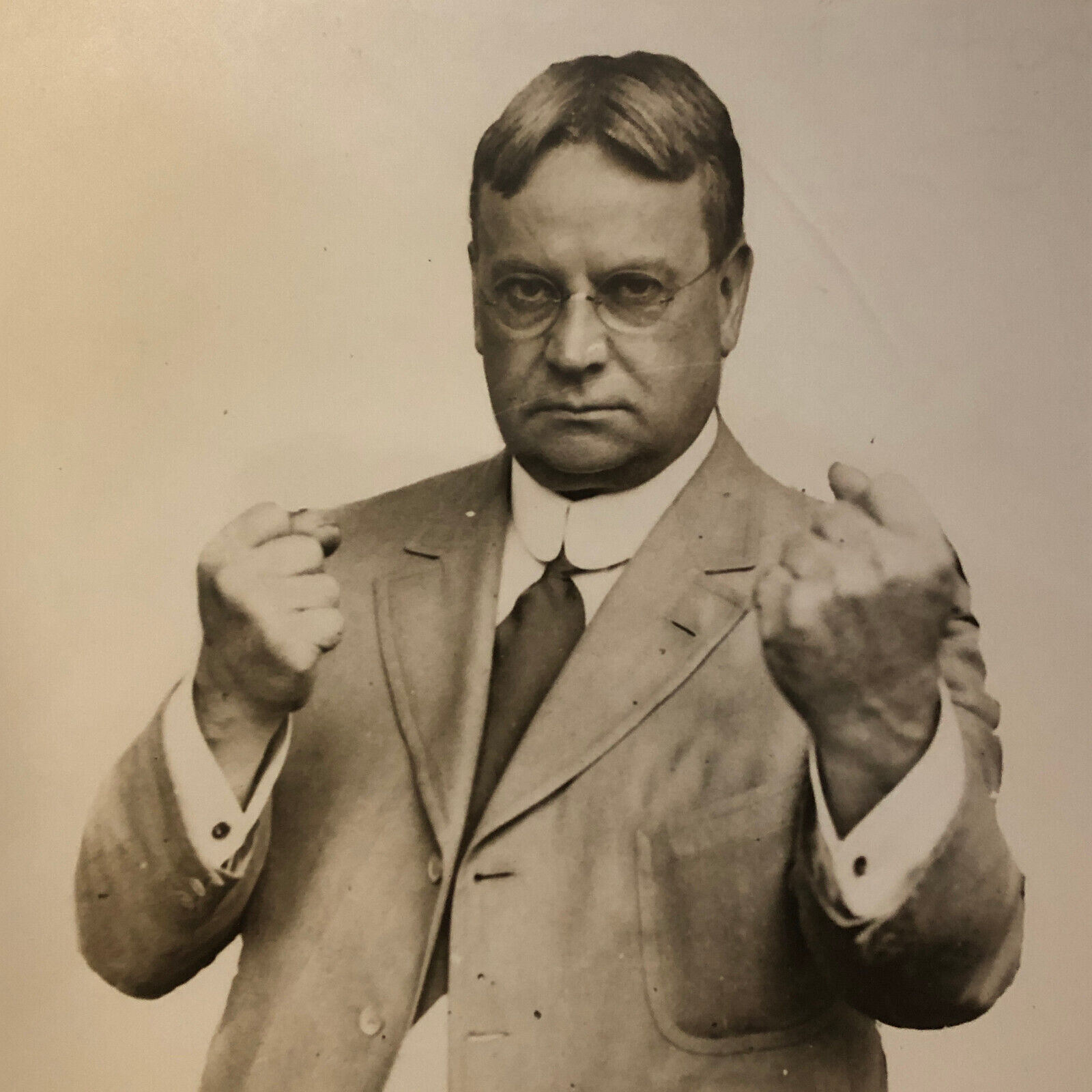 Press Photo Photograph Senator Hiram Johnson Fighting Pose 1933 California