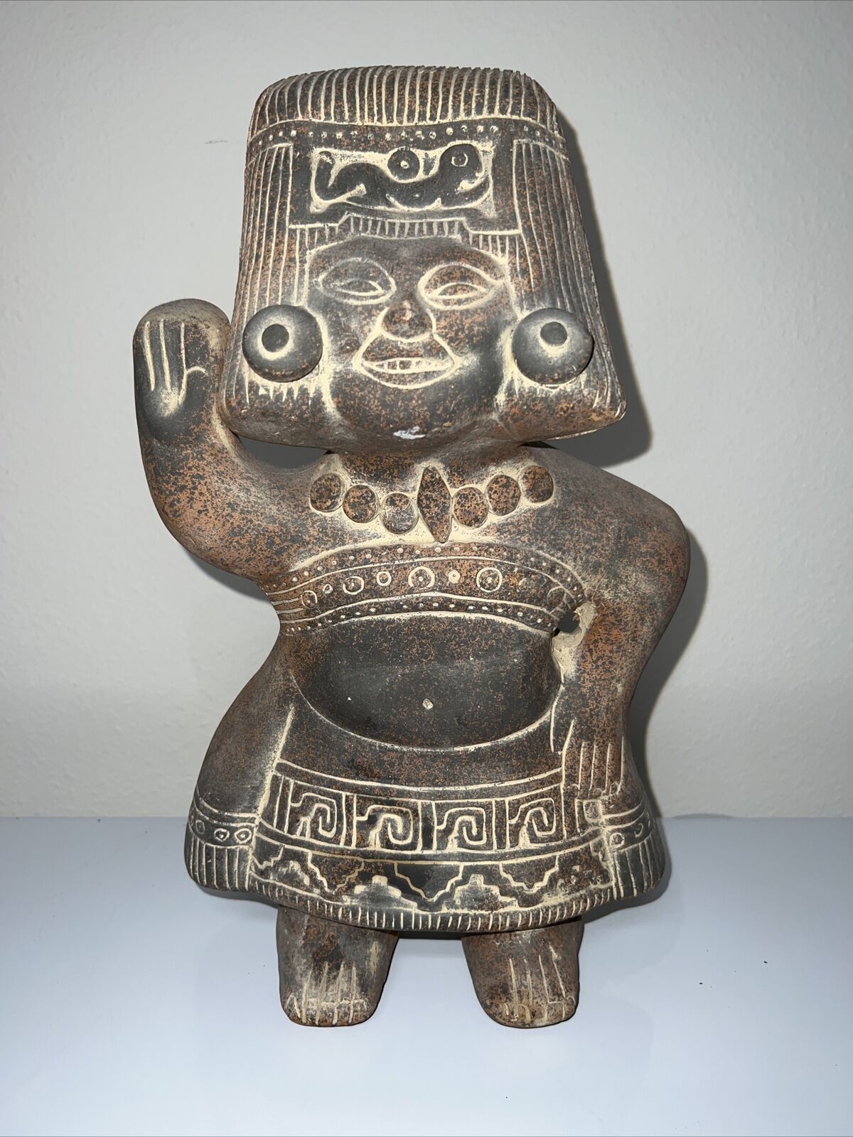 Vintage Clay Figurine of Mexican Fertility Goddess