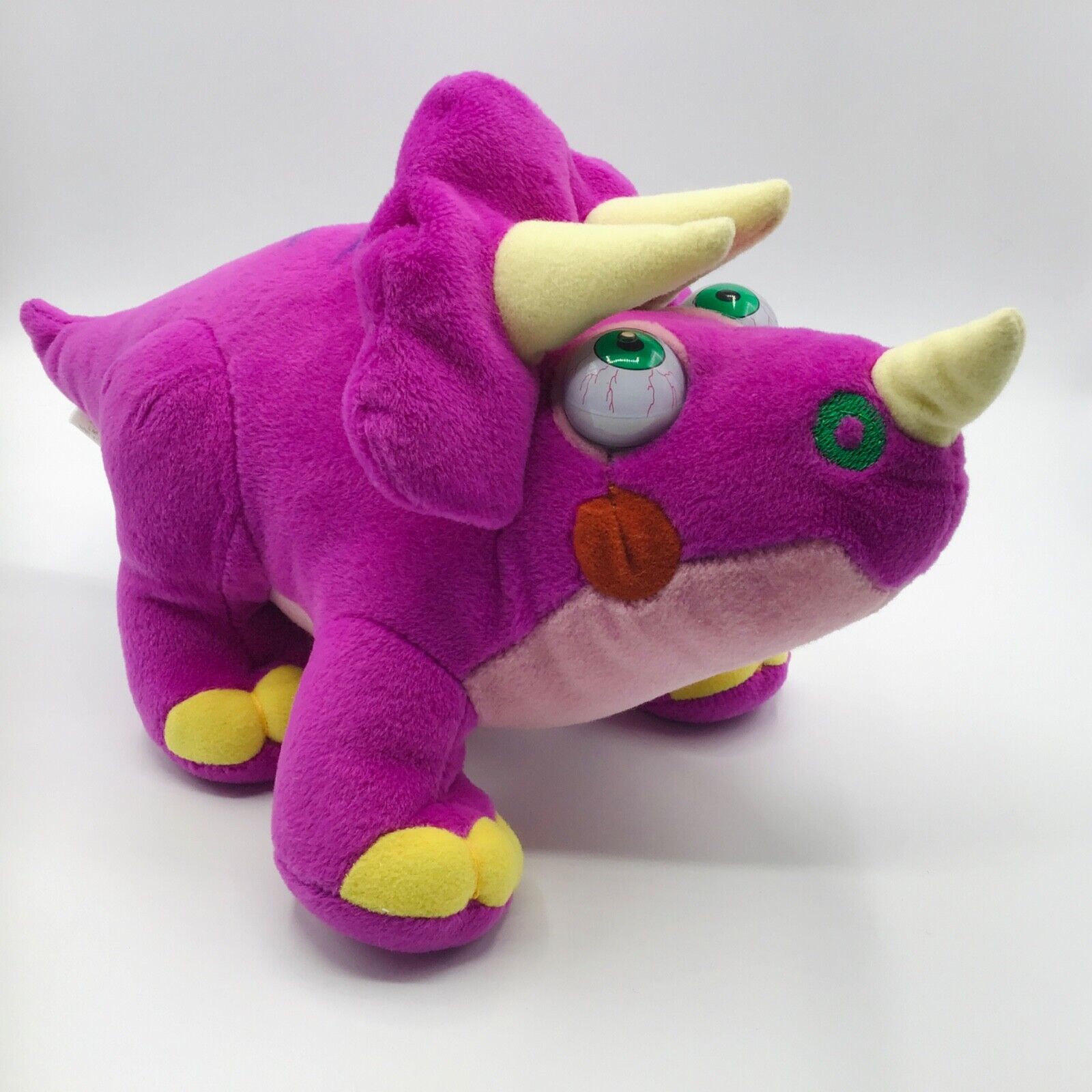 VTG Eyenimal Plush Purple Taylor The Triceratops Dinosaur Moving Eyes 1998 Anima