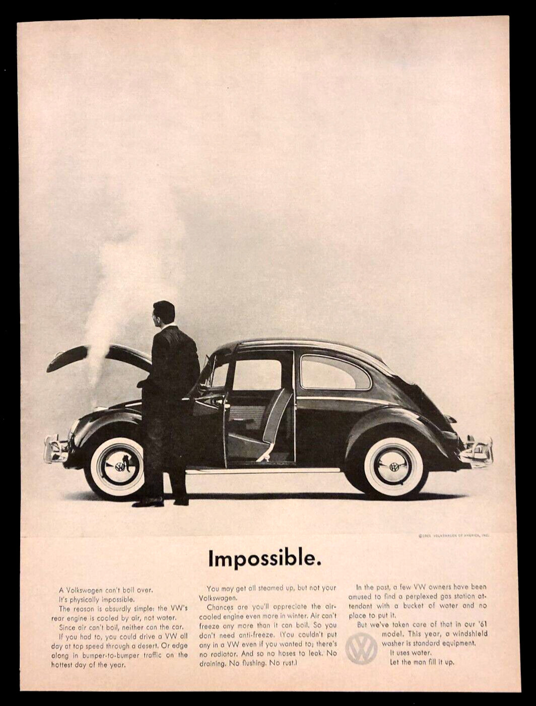 Volkswagen Beetle Original 1961 Vintage Print Ad