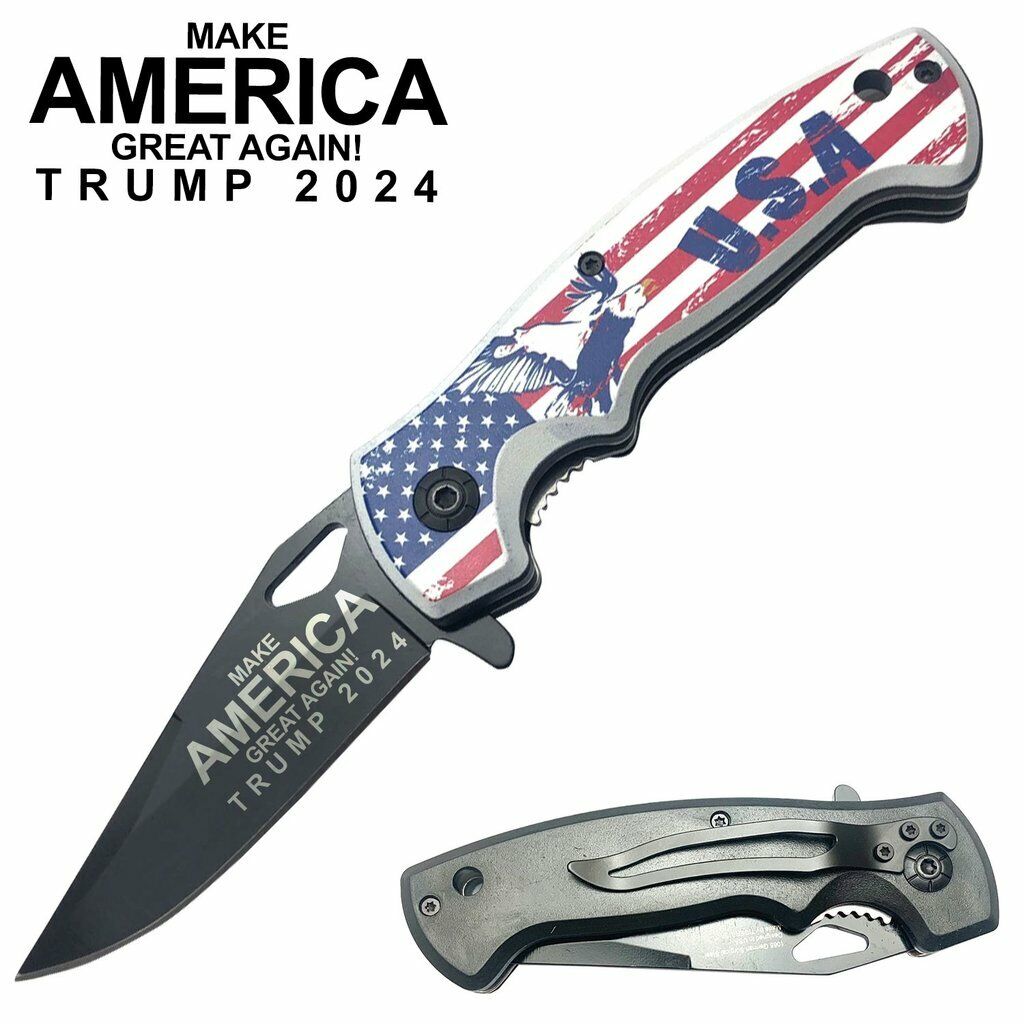 8 Trump 2024 Spring Assisted Opening Tactical Pock 